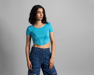 Foto 1 | Playera Thinner Azul Manga Corta