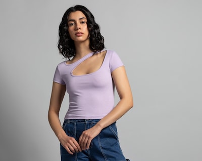 Foto 1 | Blusa Thinner Manga Corta Cuello Asimétrico