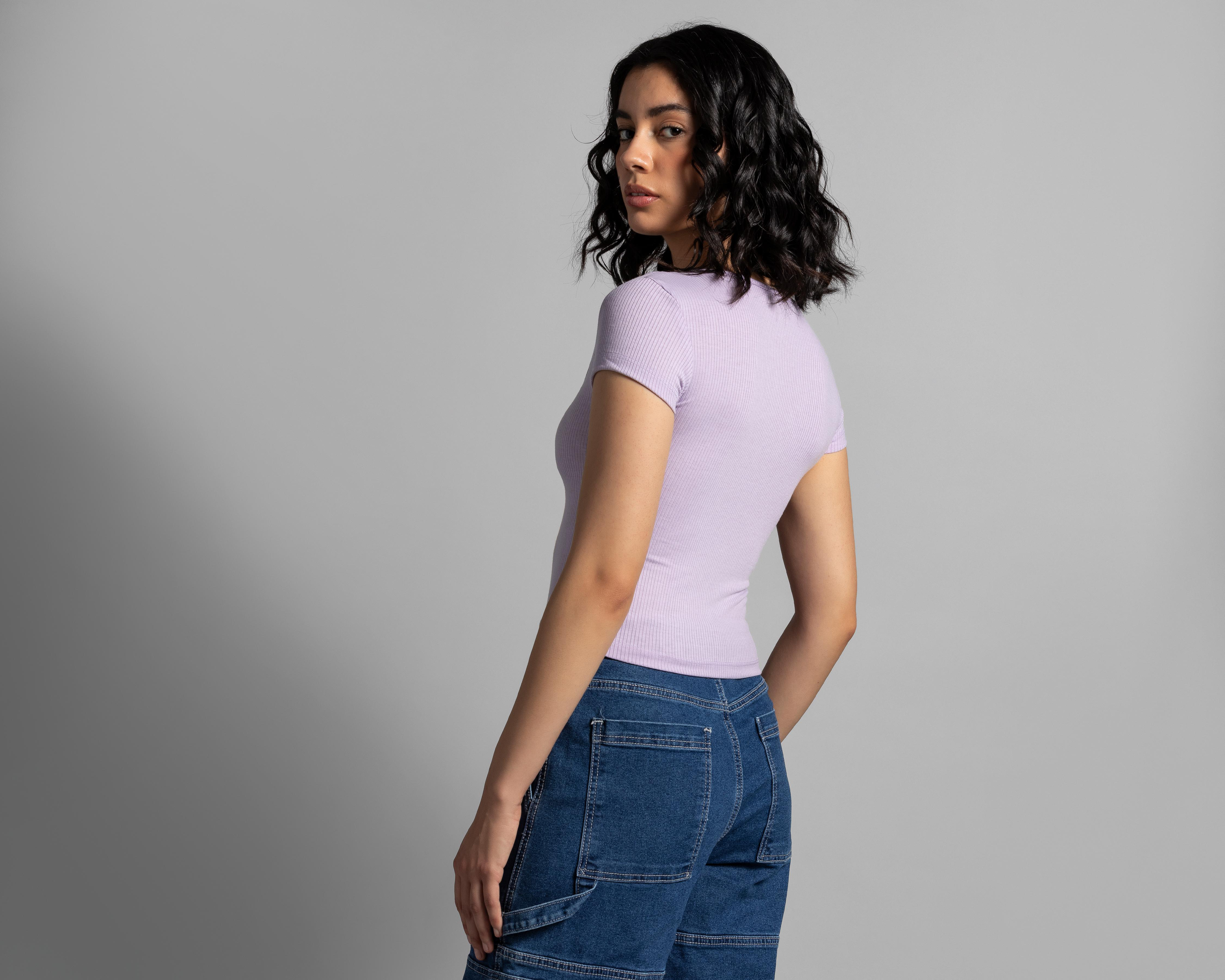 Foto 4 pulgar | Blusa Thinner Manga Corta Cuello Asimétrico