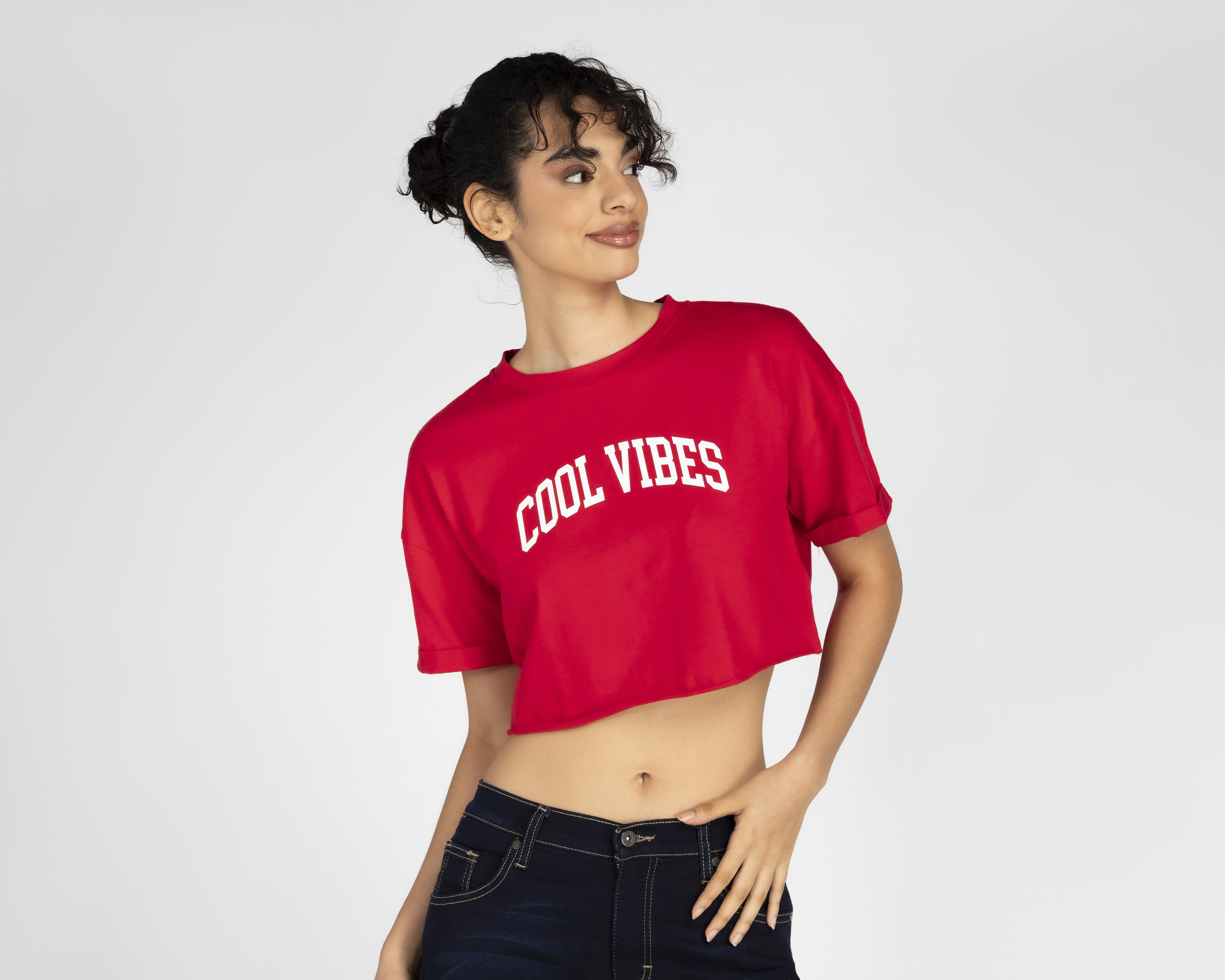 Crop Top Refill Manga Corta con Estampado