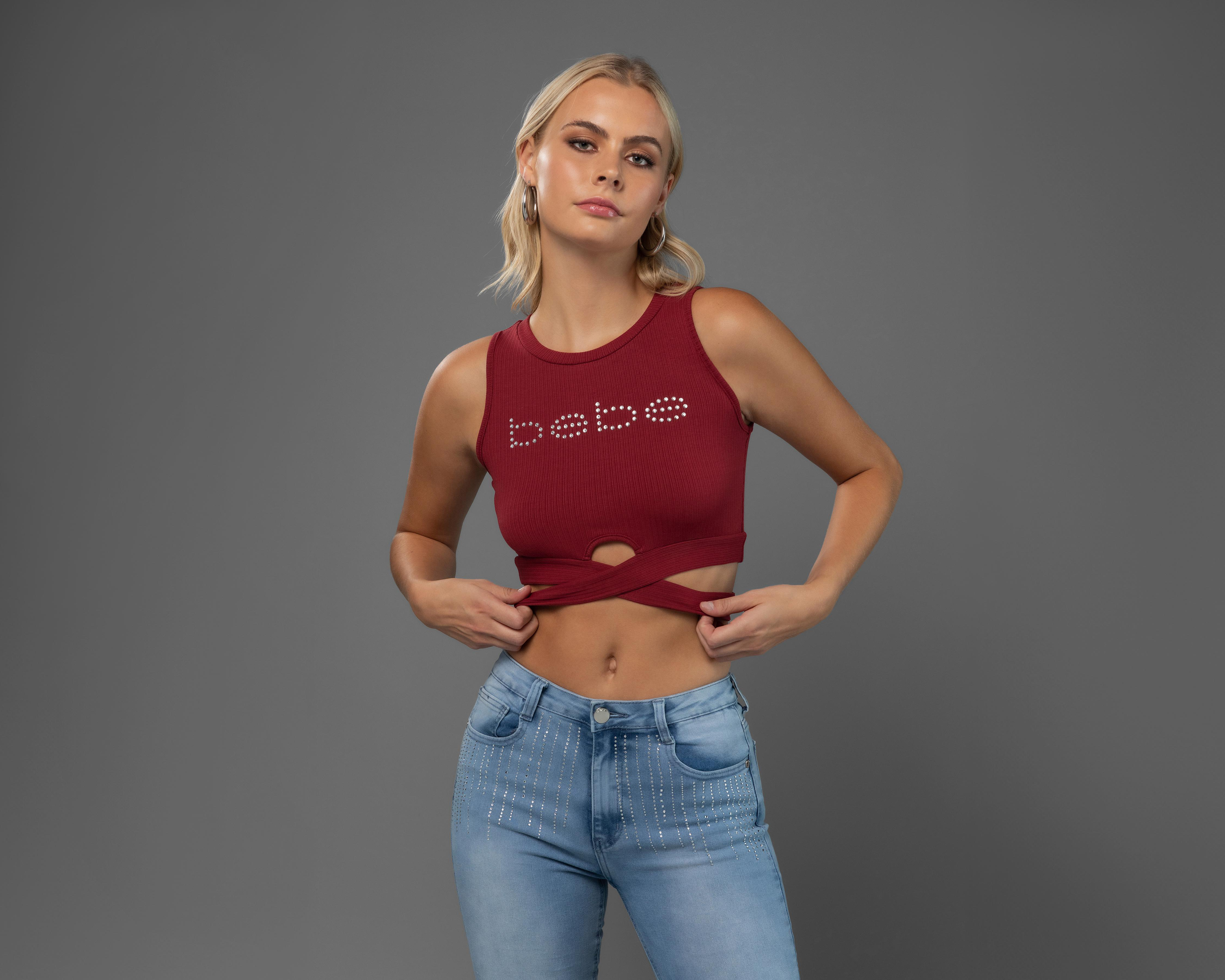 Foto 2 | Blusa Bebe Borgoña sin Mangas