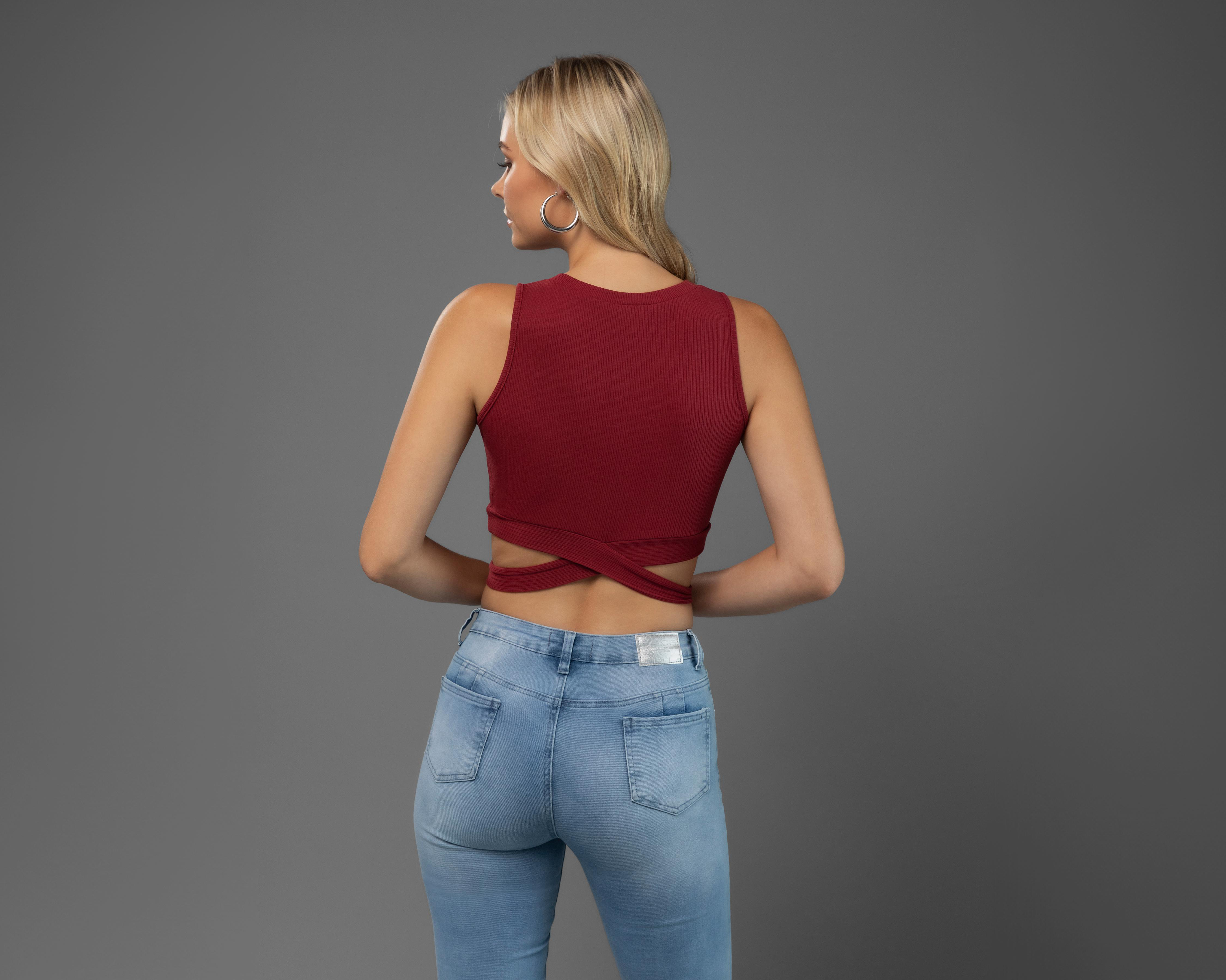 Foto 4 pulgar | Blusa Bebe Borgoña sin Mangas