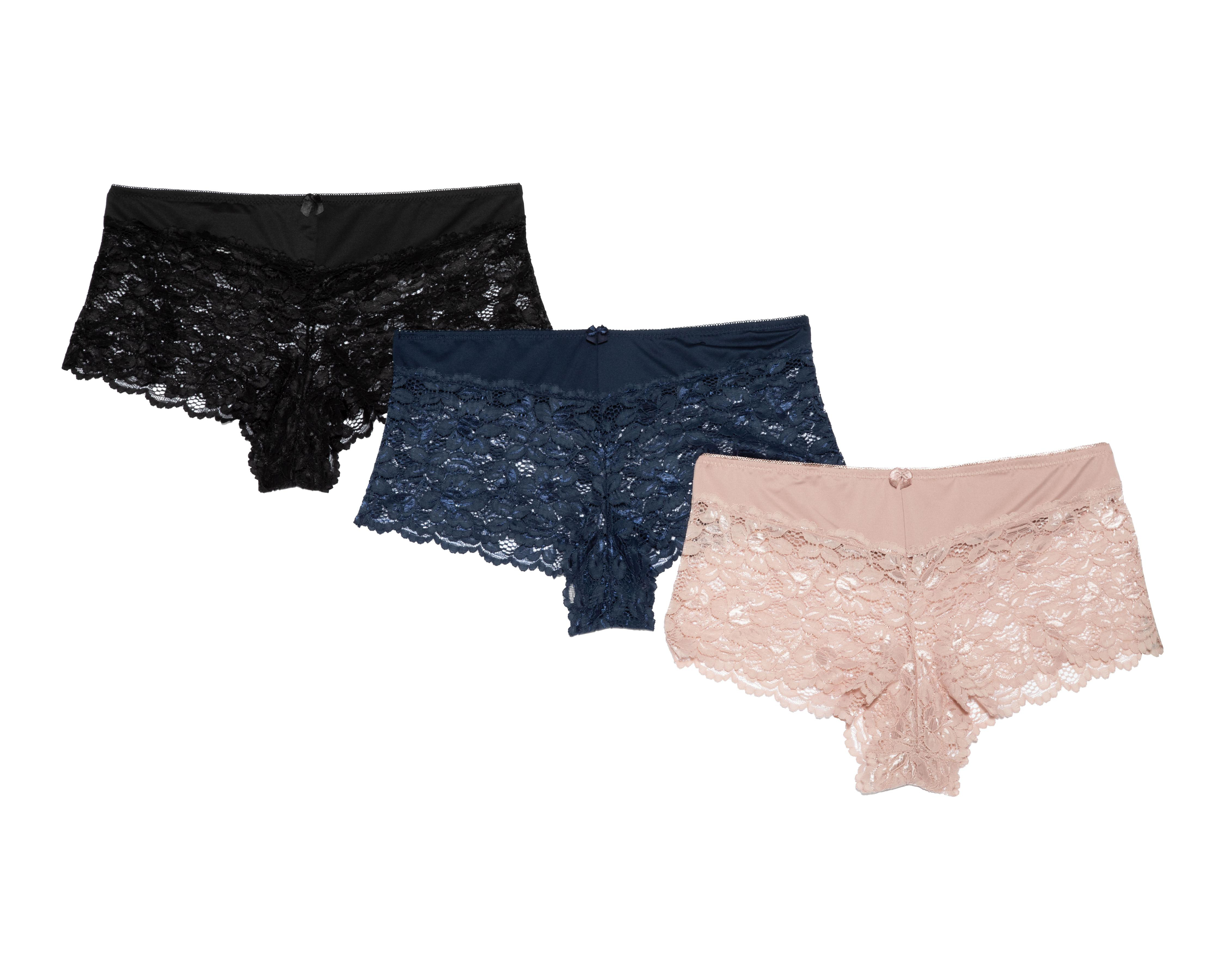 Bóxer con Encaje Prima Valentina para Mujer 3 Piezas