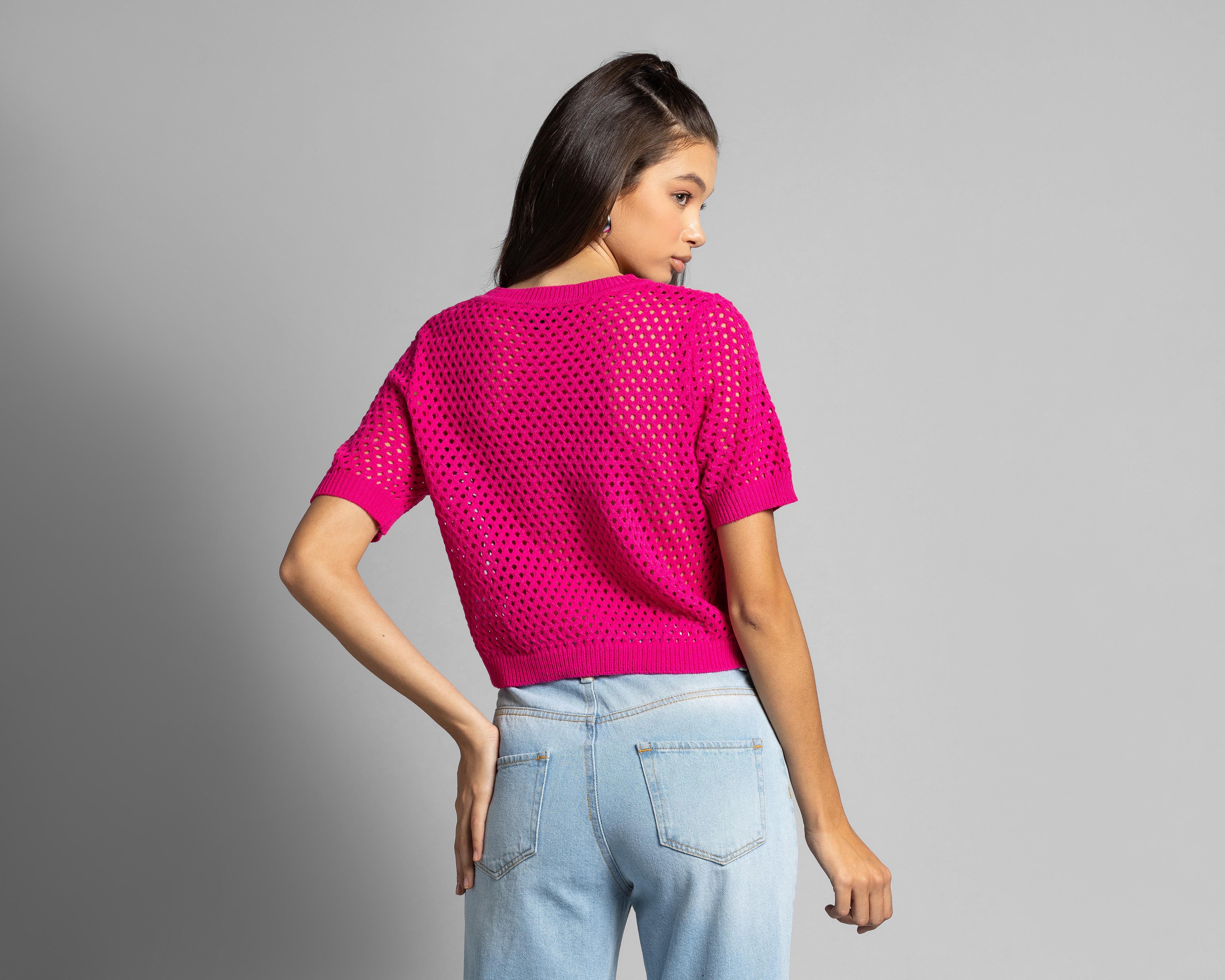 Foto 3 | Blusa Thinner Manga Corta Tejida