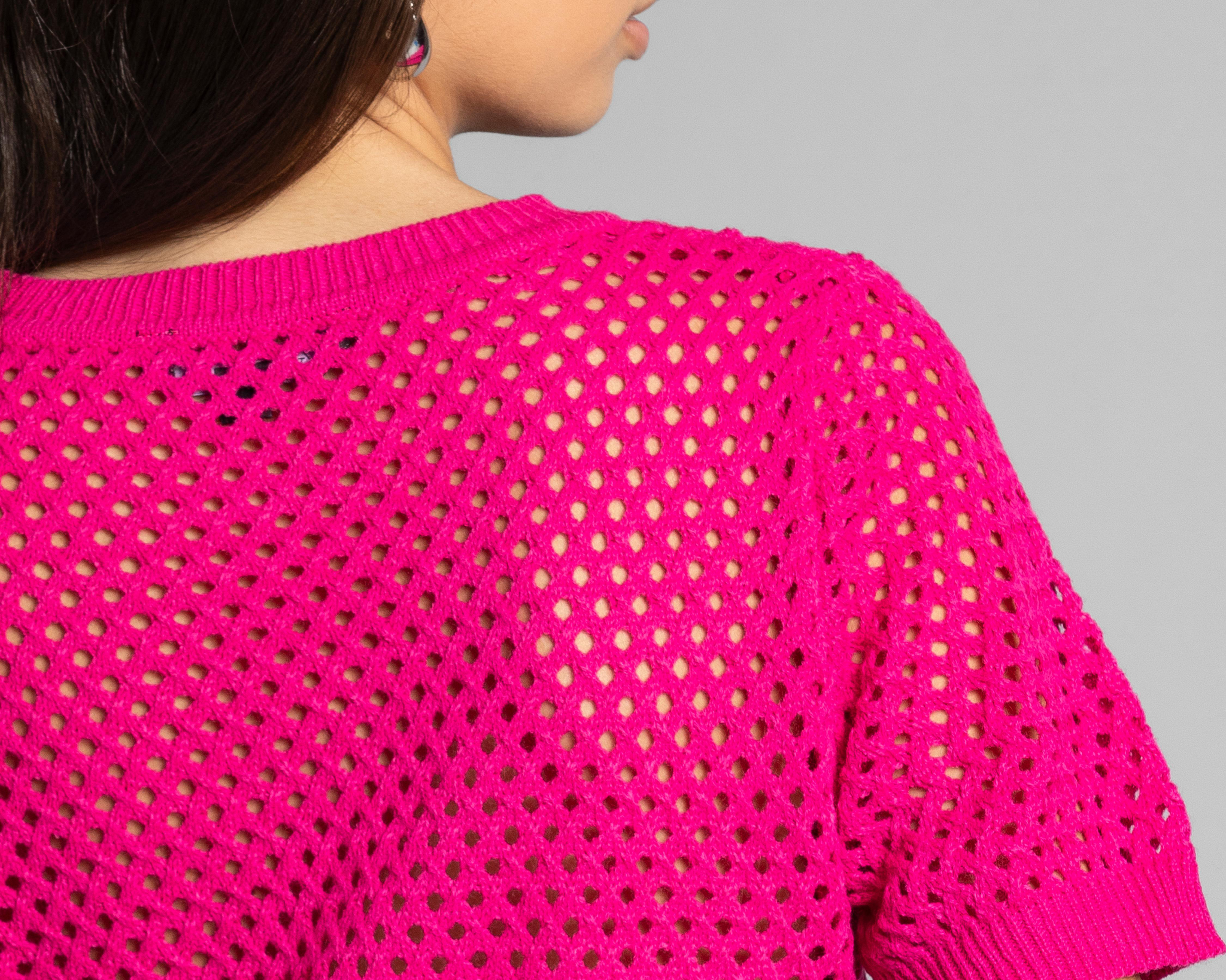 Foto 6 pulgar | Blusa Thinner Manga Corta Tejida