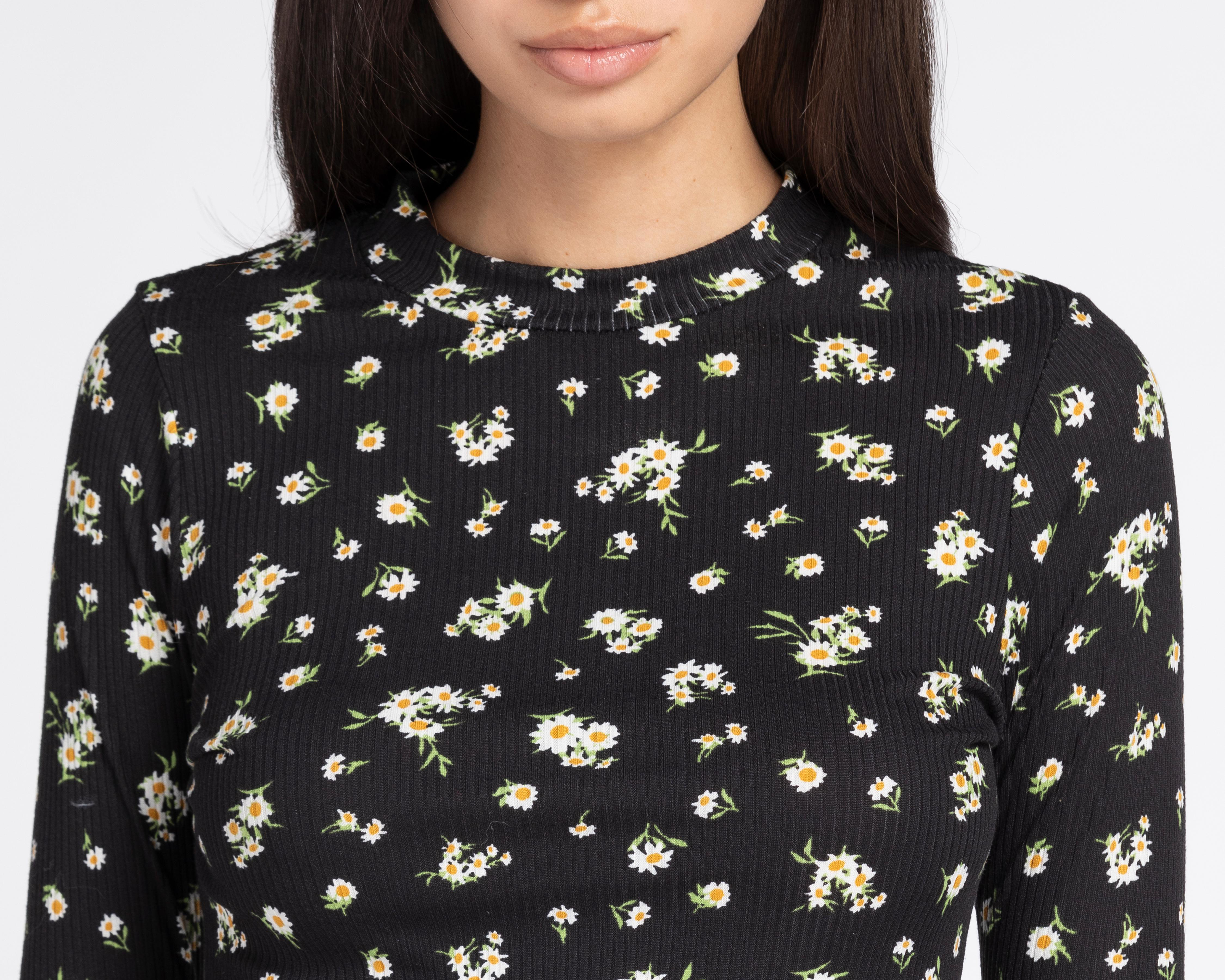 Foto 4 | Blusa 18 Forever Negra con Print de Flores