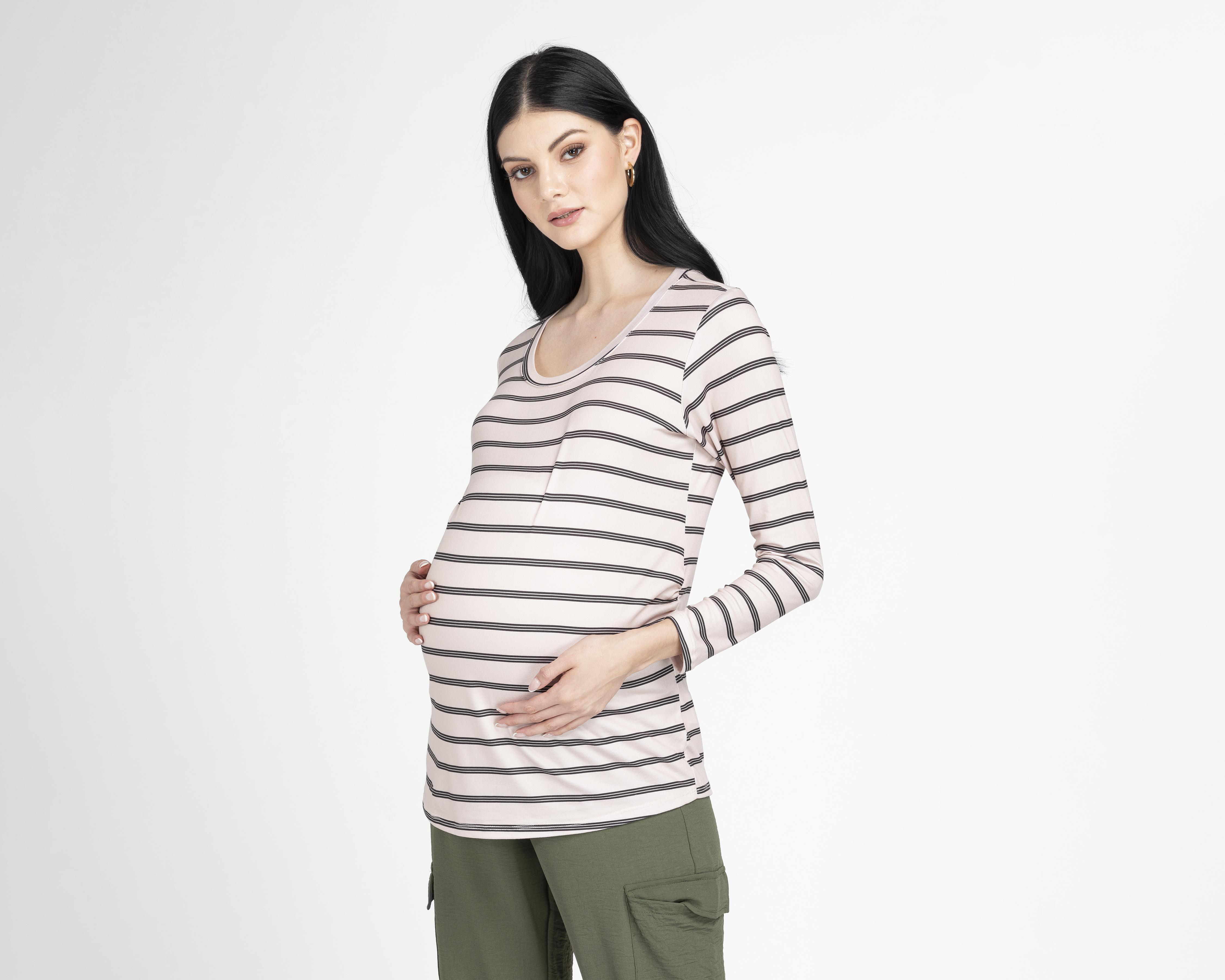Foto 3 pulgar | Playera de Maternidad Mamá Bella Manga Larga 2 Piezas