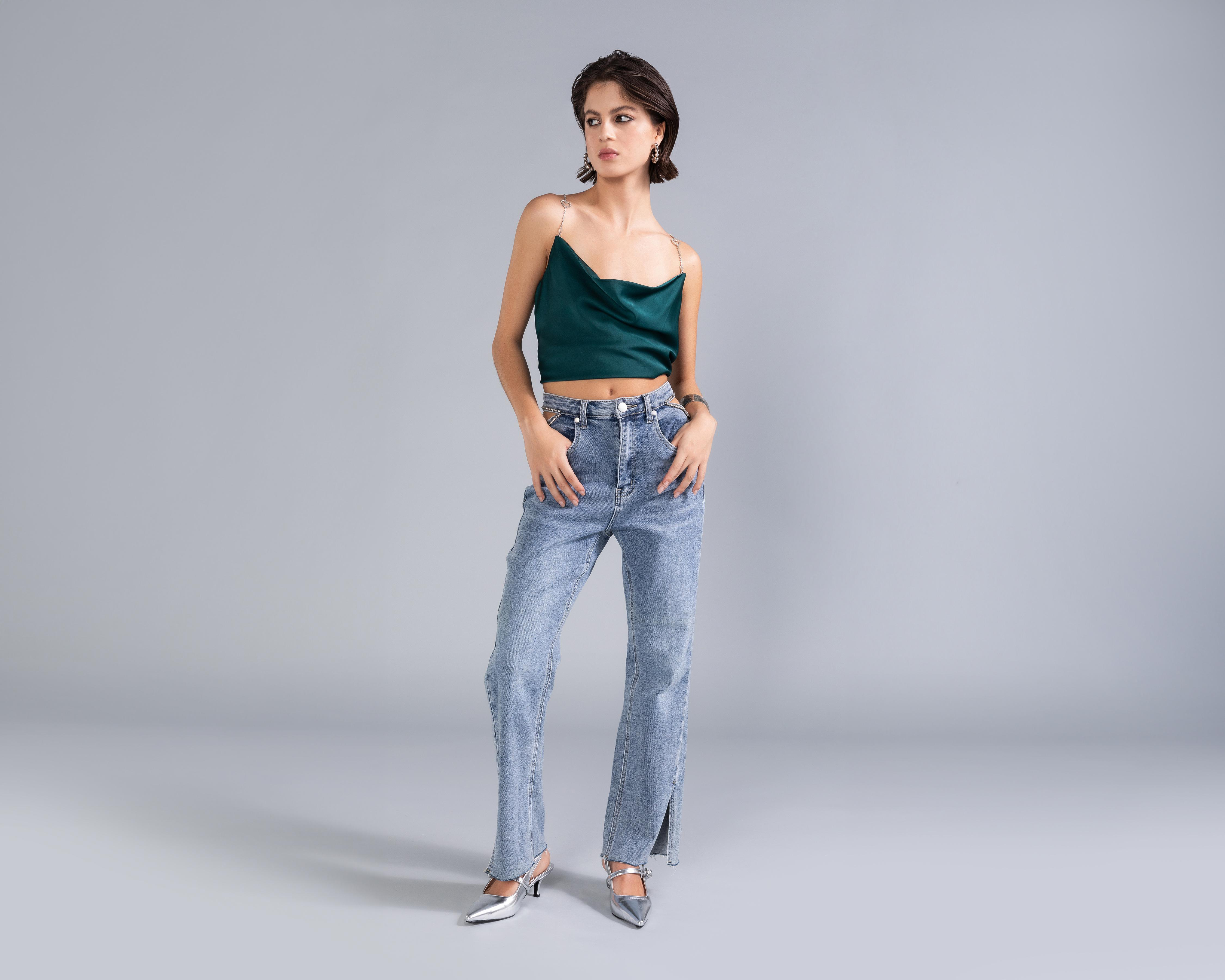 Top Strona con Pedrería para Mujer