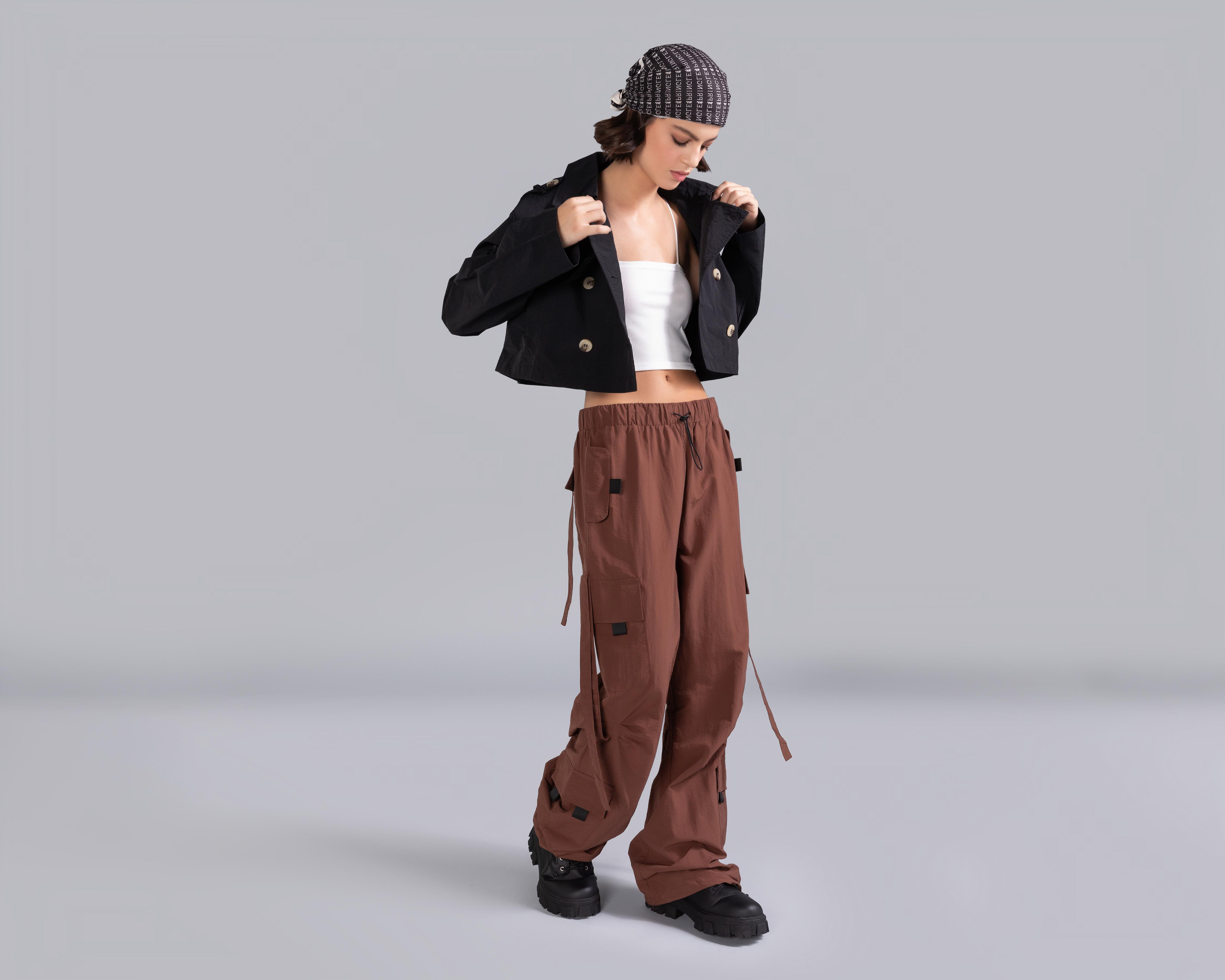 Foto 1 | Pantalón Cargo Strona Café para Mujer