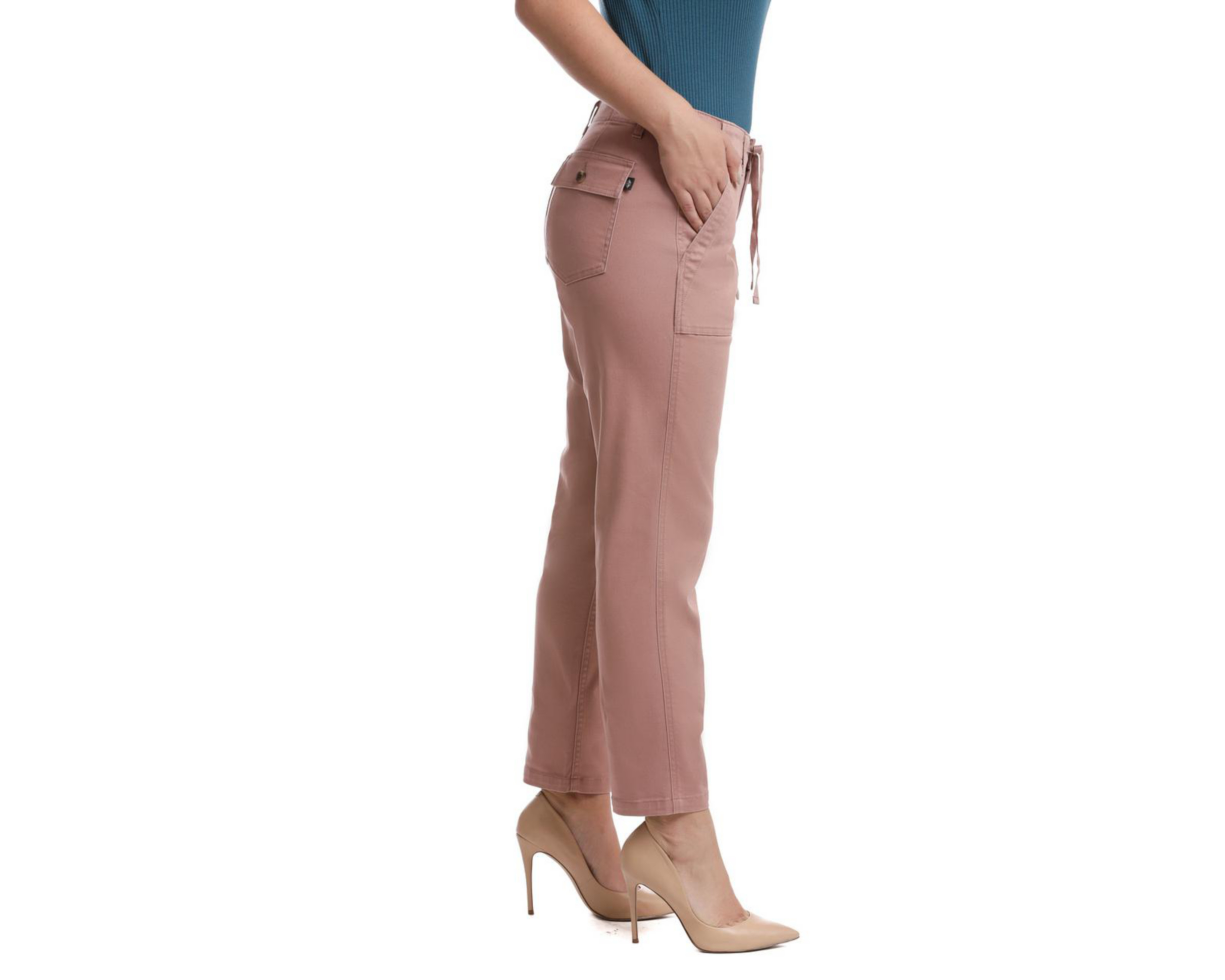 Foto 3 pulgar | Pantalón Casual Dockers Utility Skinny Crop Rosa para Mujer