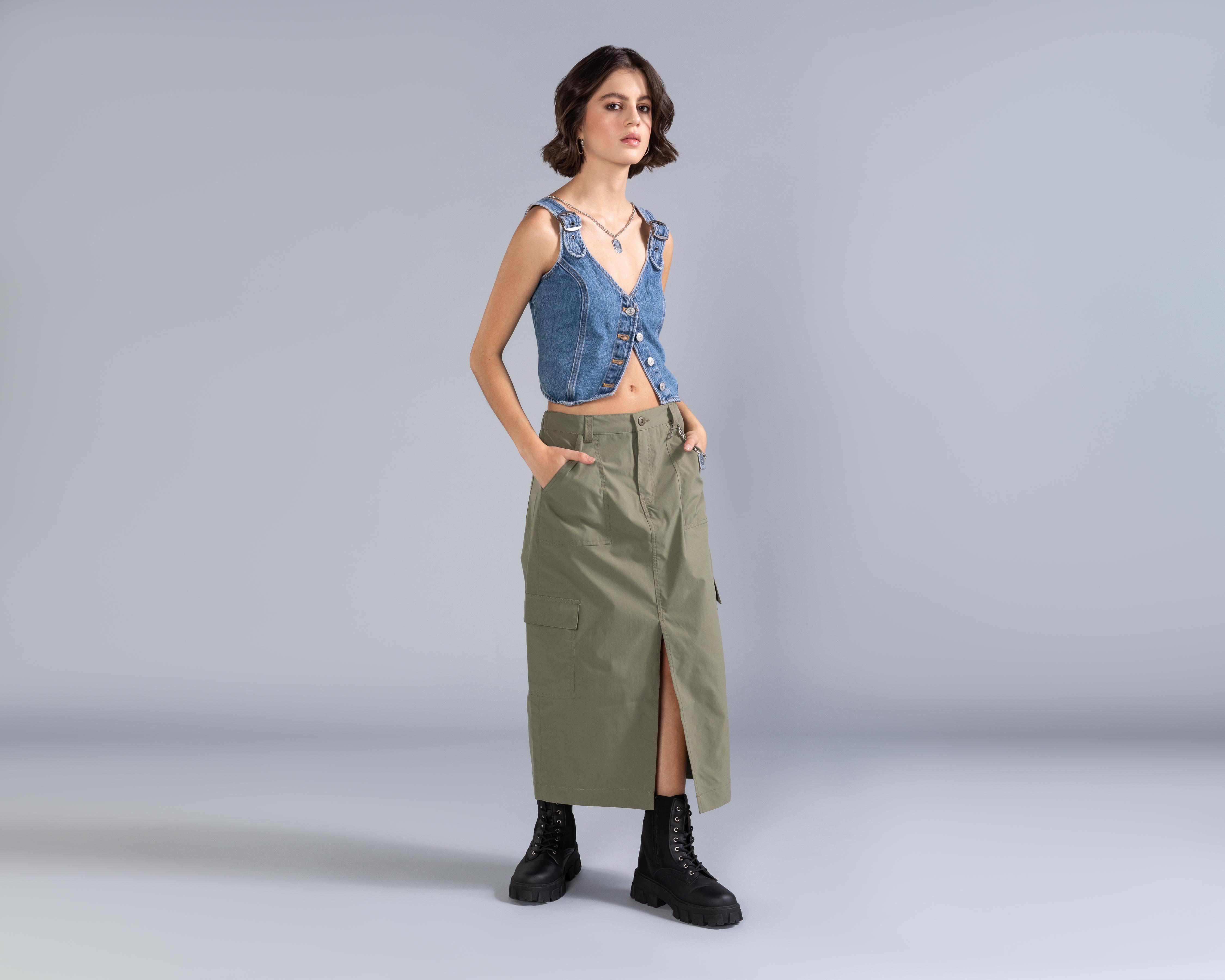 Foto 1 | Falda Larga Strona Verde para Mujer