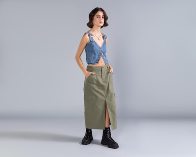 Foto 1 | Falda Larga Strona Verde para Mujer