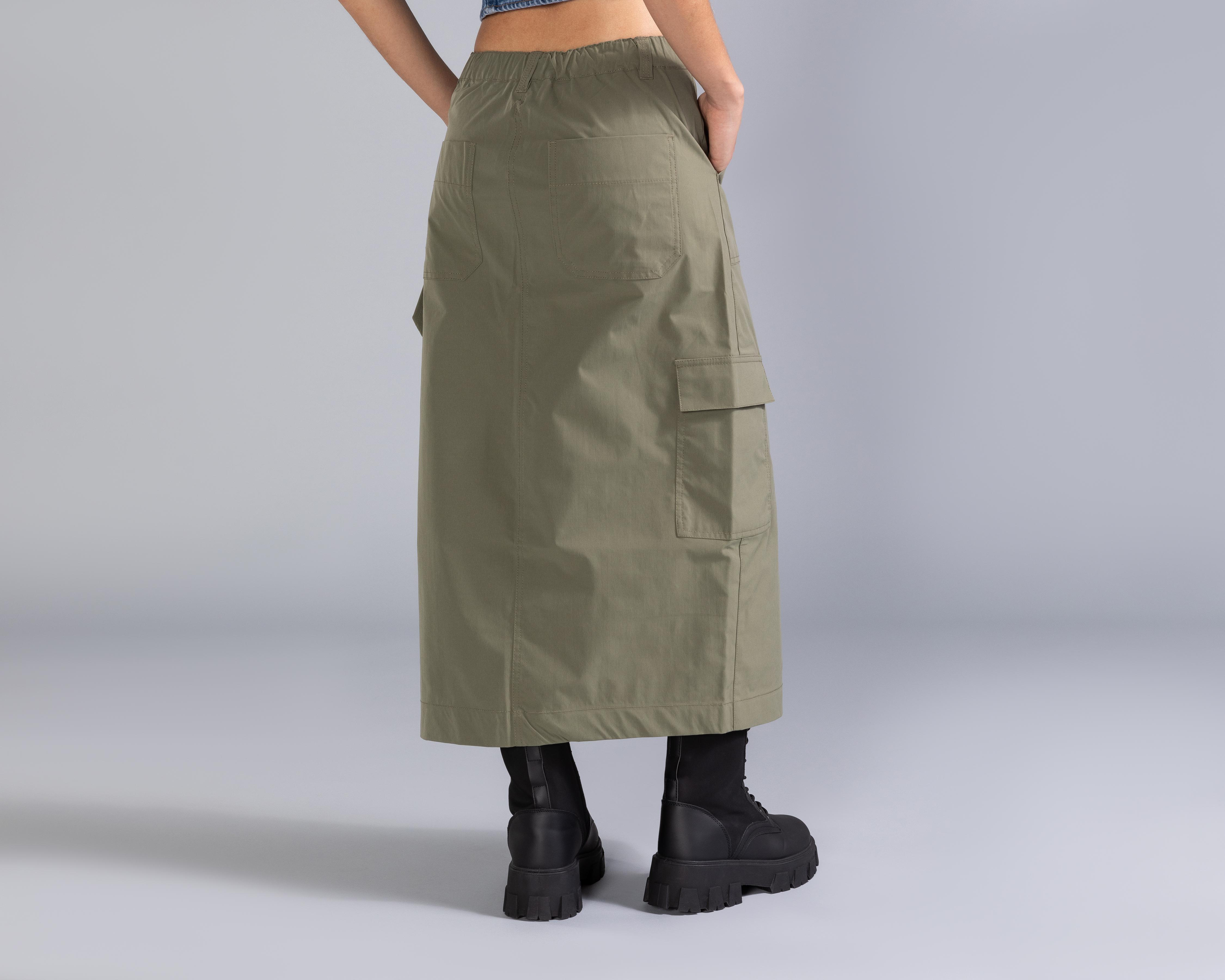 Foto 4 pulgar | Falda Larga Strona Verde para Mujer