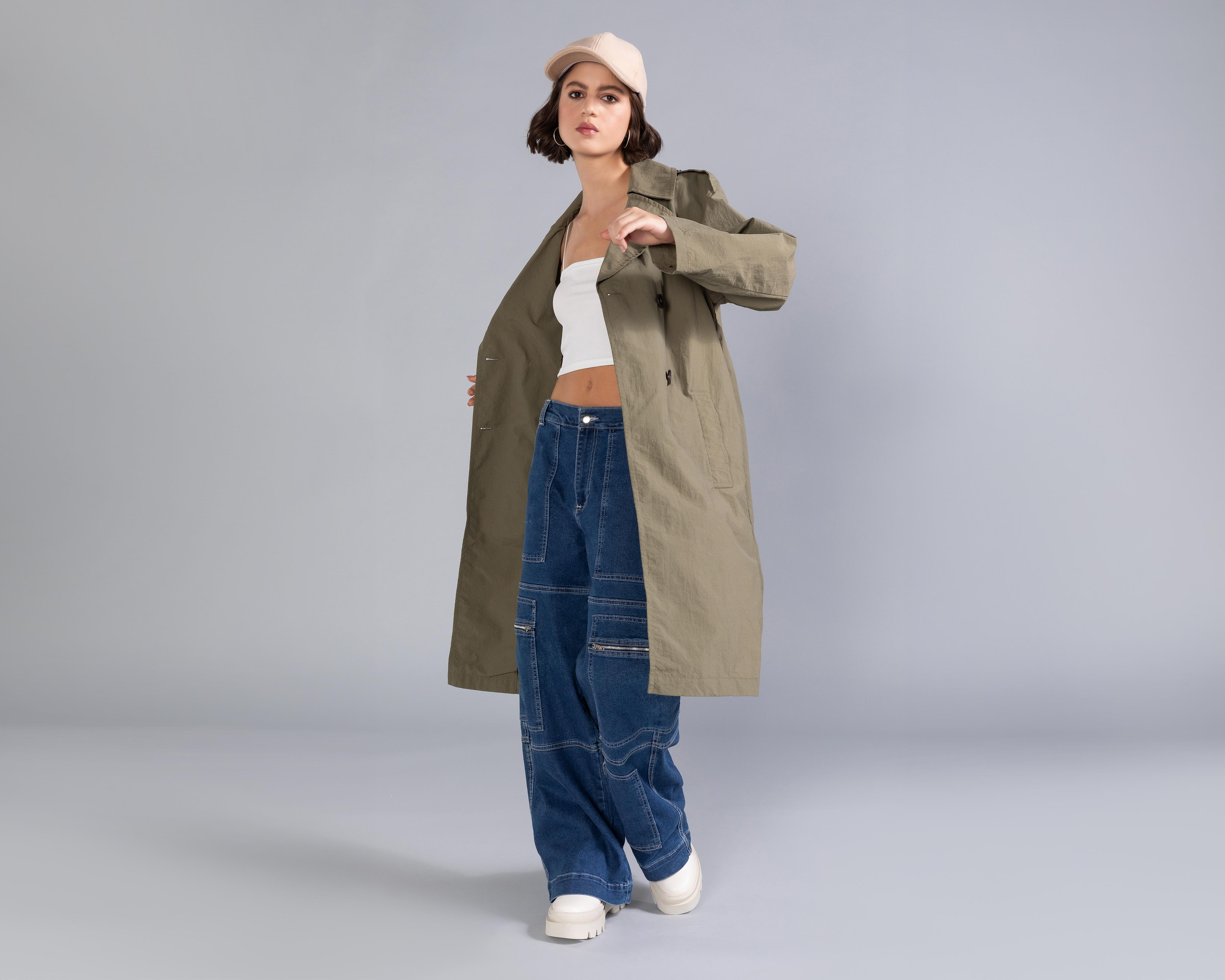 Foto 1 | Gabardina Verde Strona para Mujer