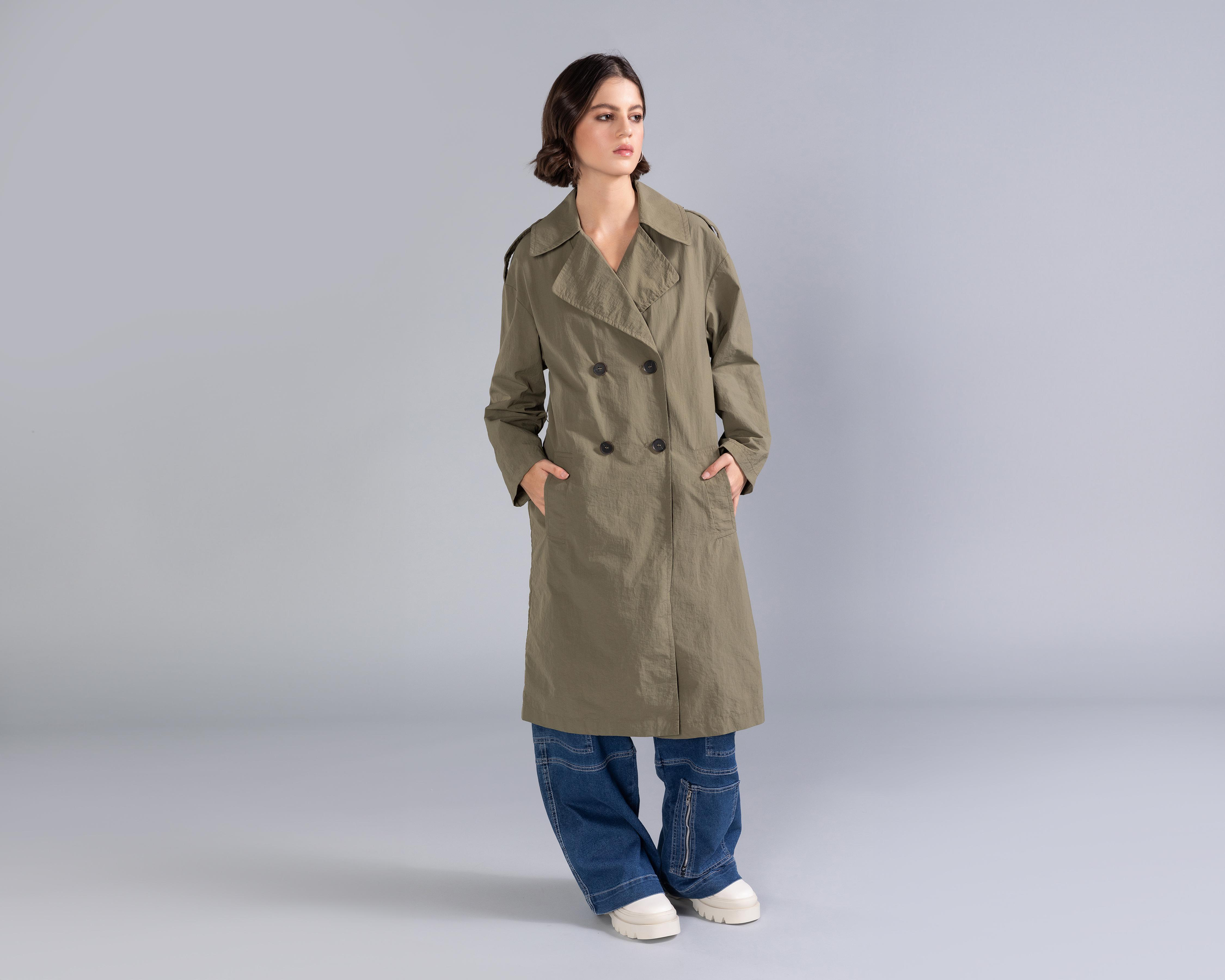 Foto 2 | Gabardina Verde Strona para Mujer