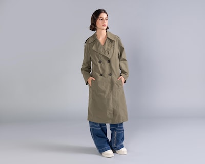 Foto 2 | Gabardina Verde Strona para Mujer