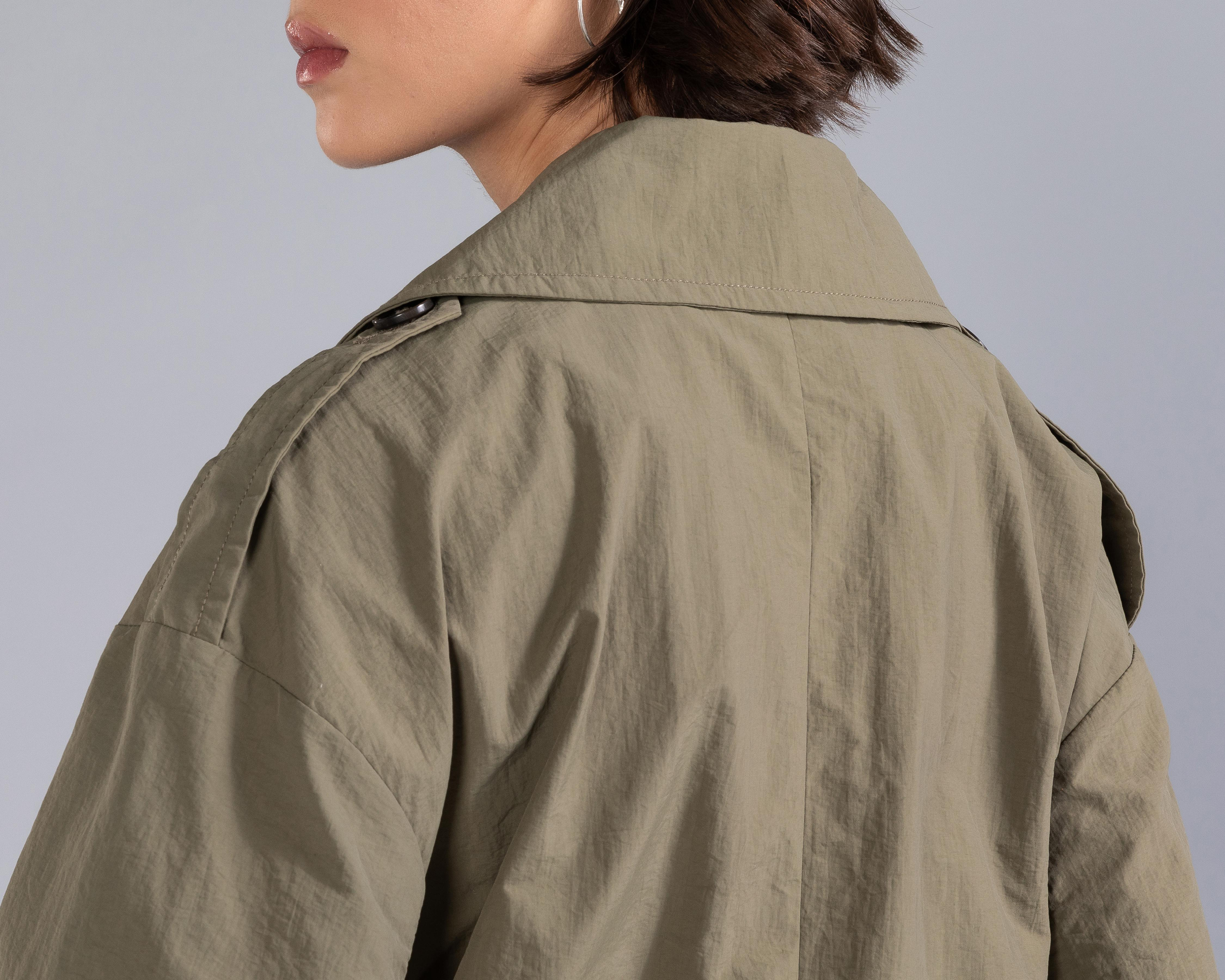 Foto 6 pulgar | Gabardina Verde Strona para Mujer