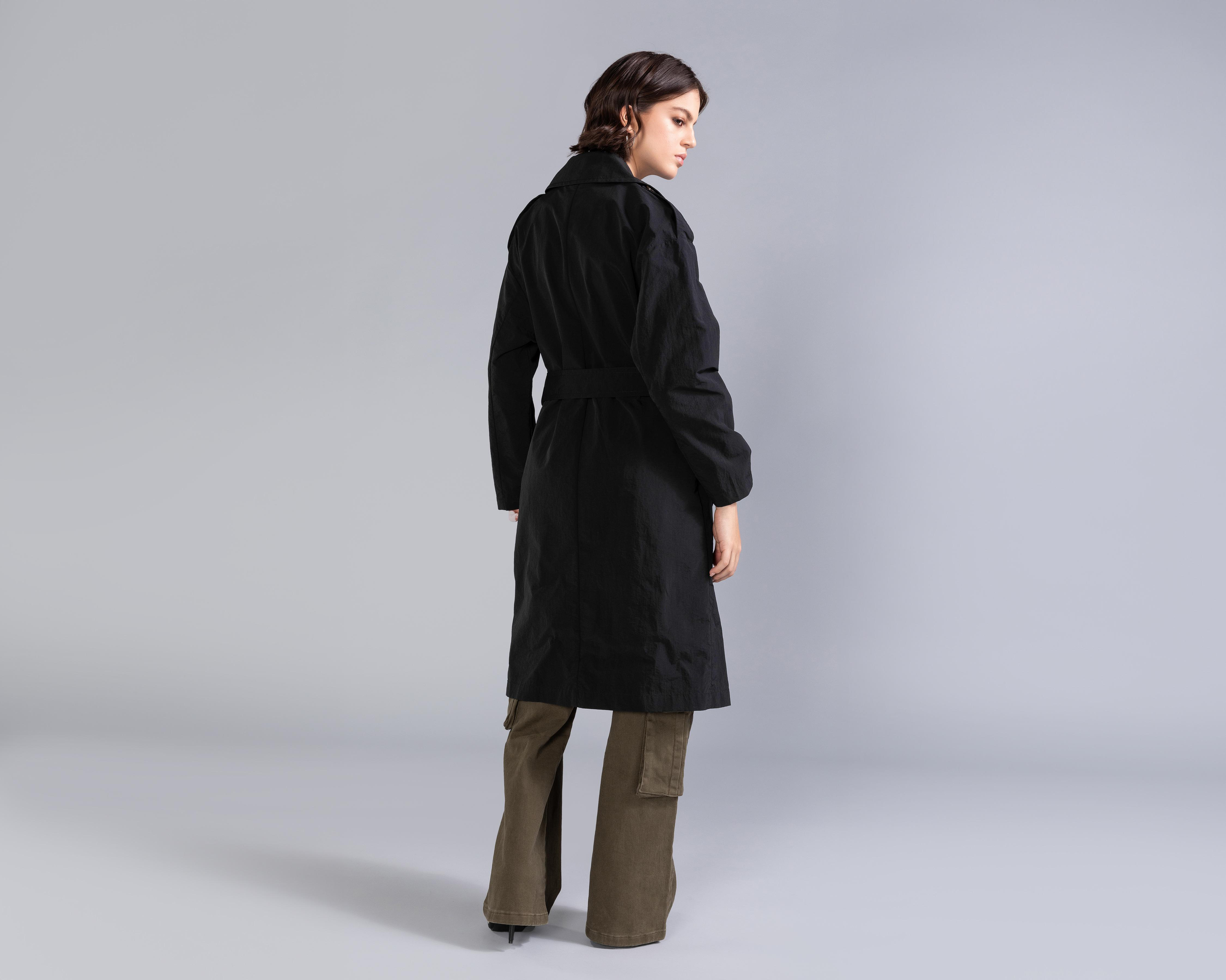 Foto 4 pulgar | Gabardina Negra Strona para Mujer