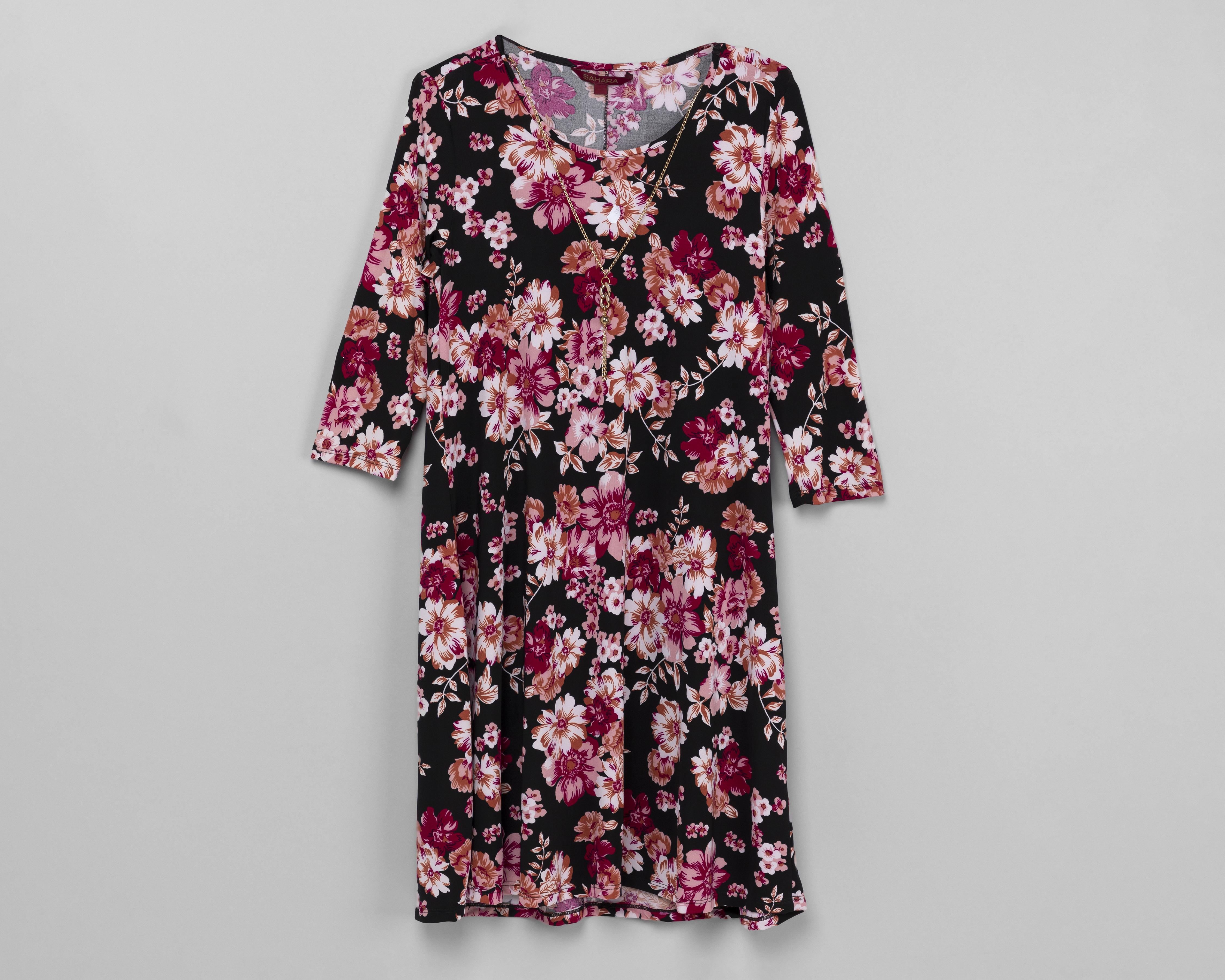 Foto 1 | Vestido Sahara Casual Manga 3/4 con Collar Estampado Floral