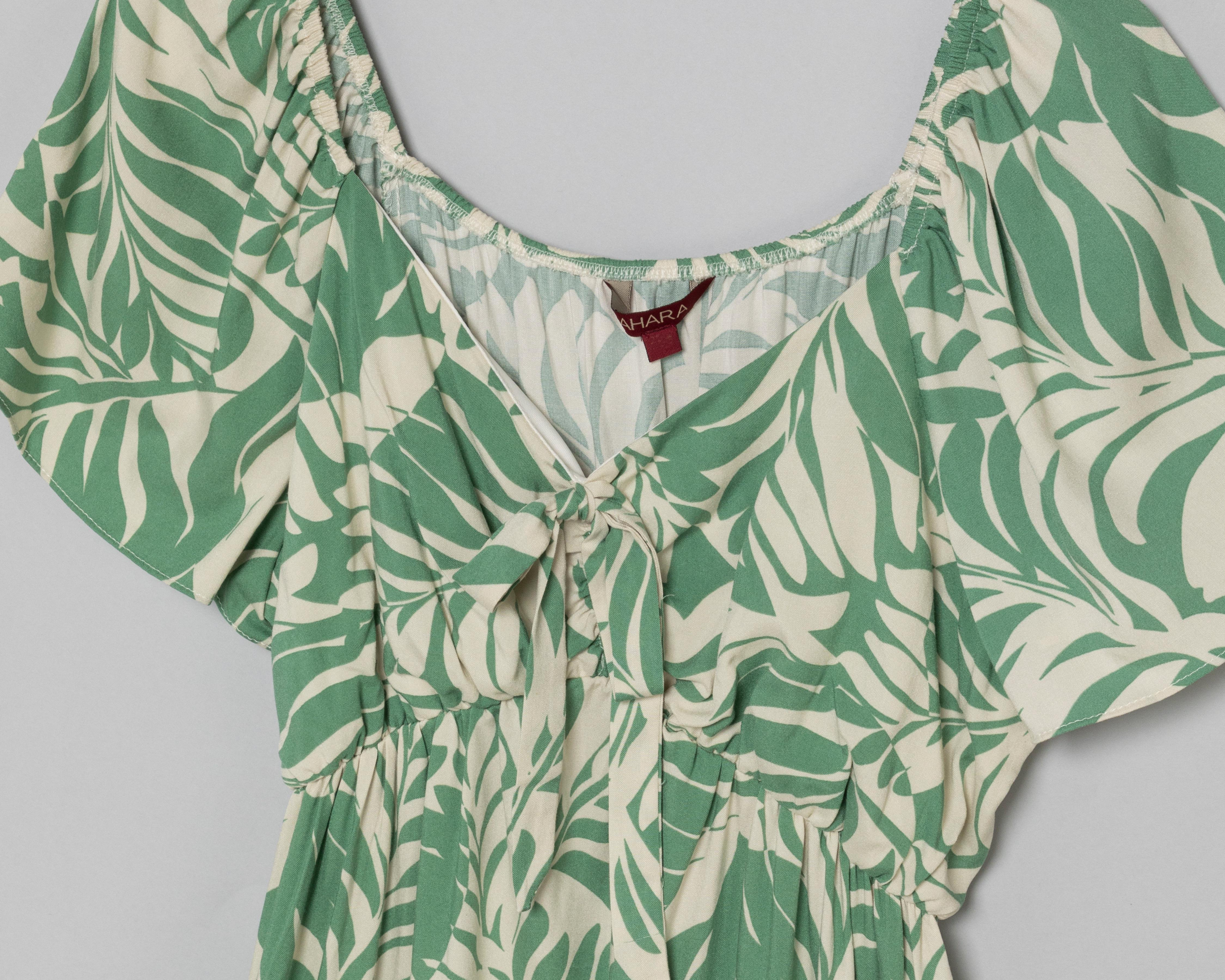 Foto 4 pulgar | Vestido Casual Sahara Manga Corta con Olanes para Mujer