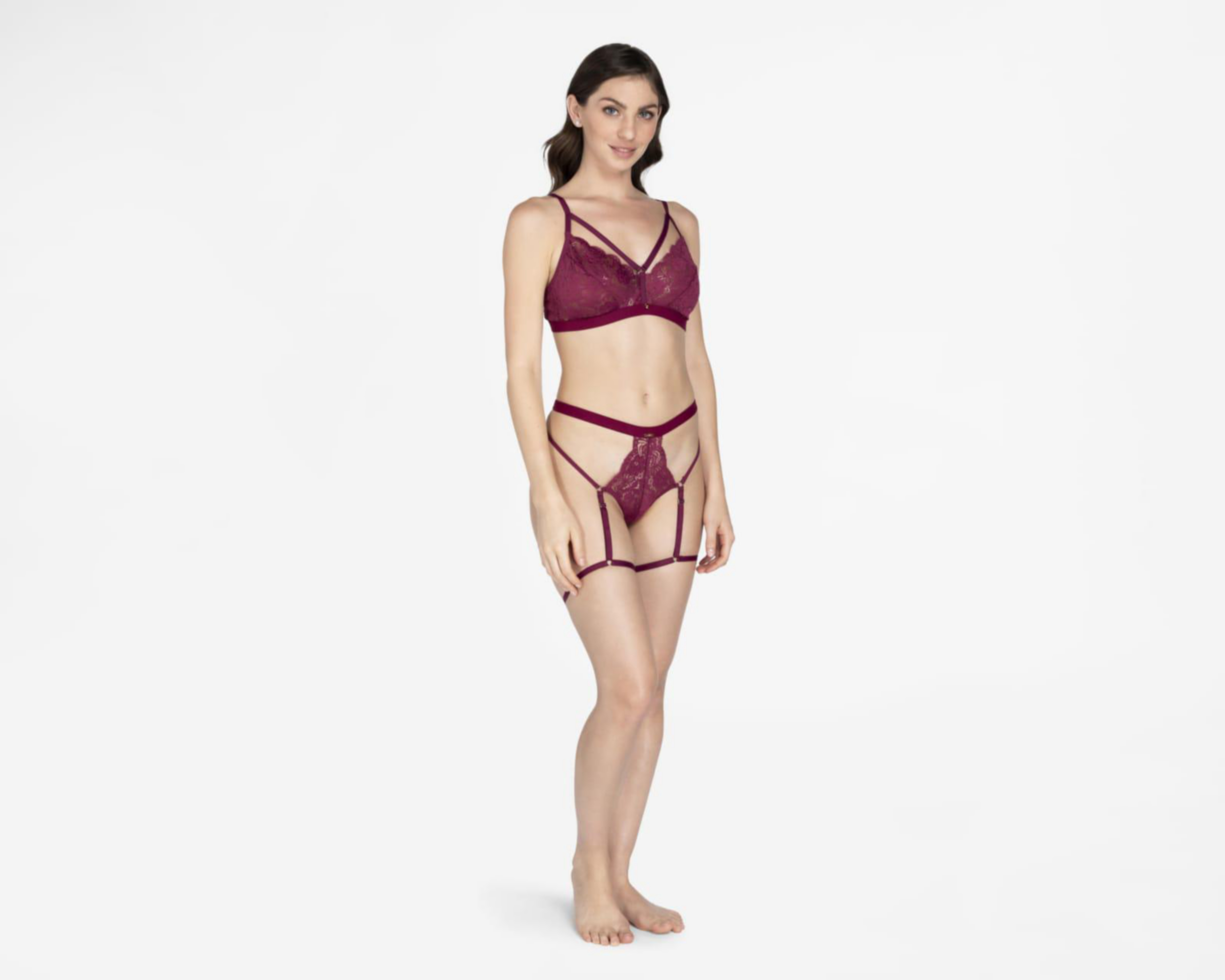 Coordinado de Encaje Jennifer Lopez Copa Completa para Mujer 2 Pack