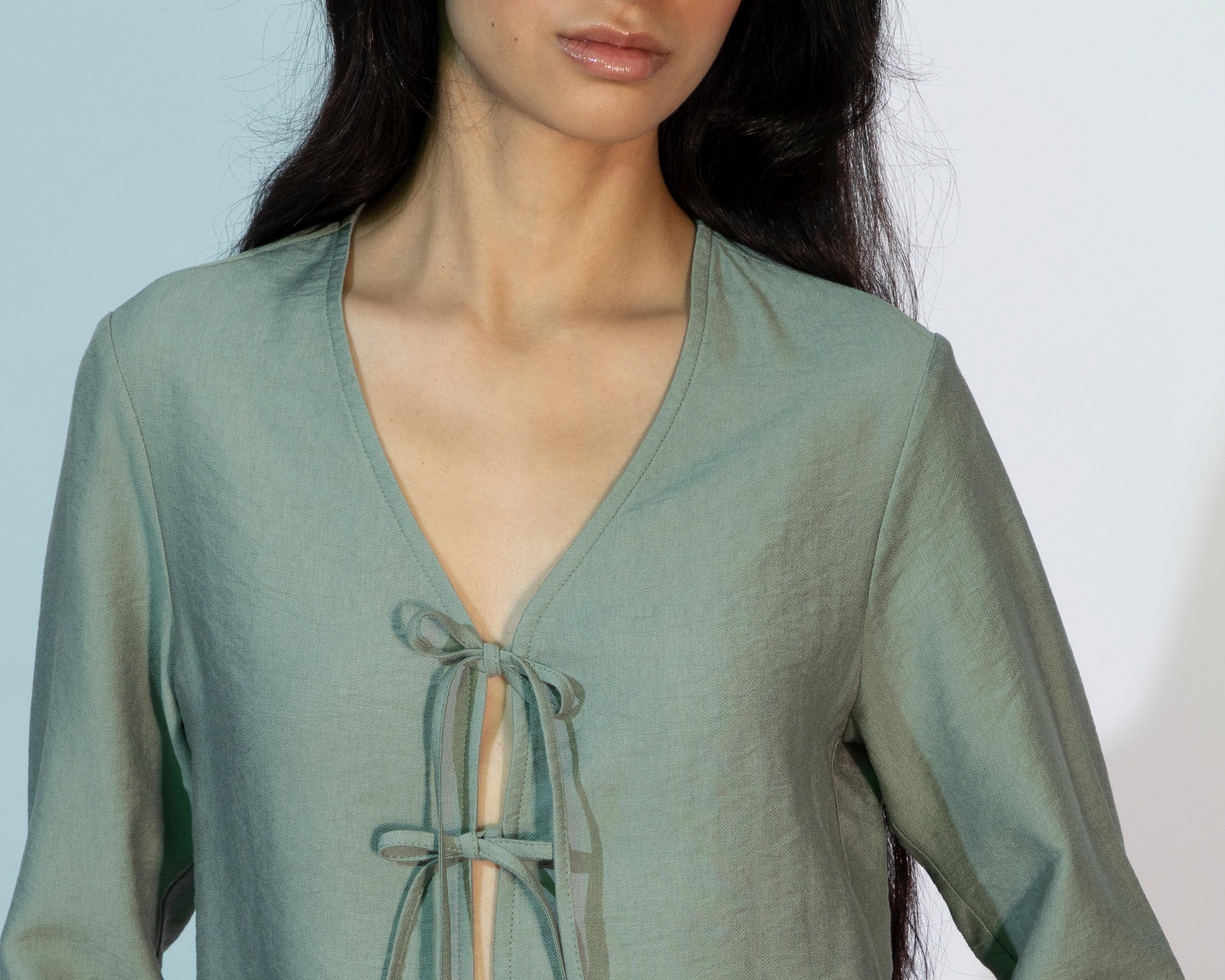 Foto 5 pulgar | Blusa Strona con Amarres para Mujer
