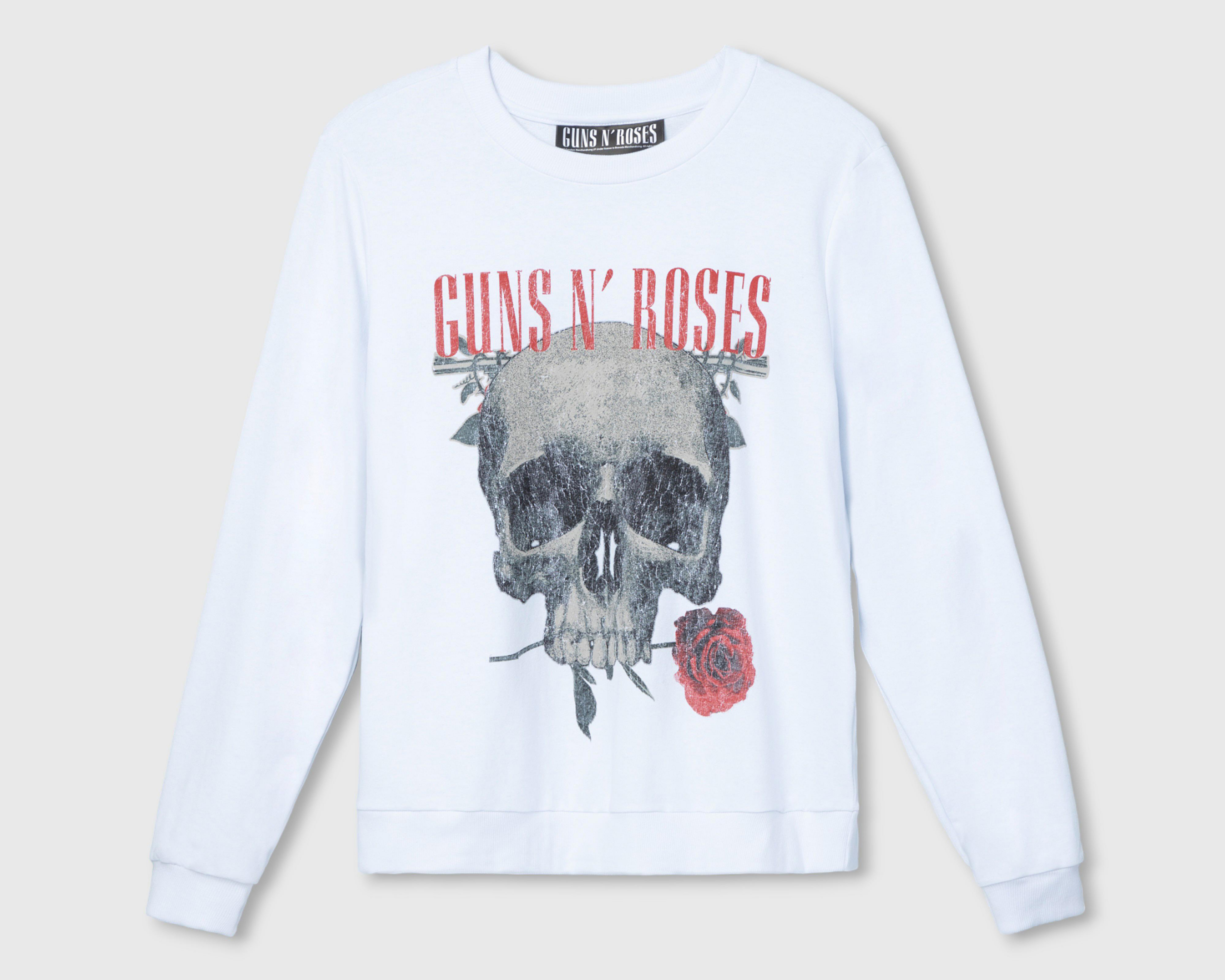 Foto 2 pulgar | Sudadera Guns N' Roses Blanca con Cuello Redondo