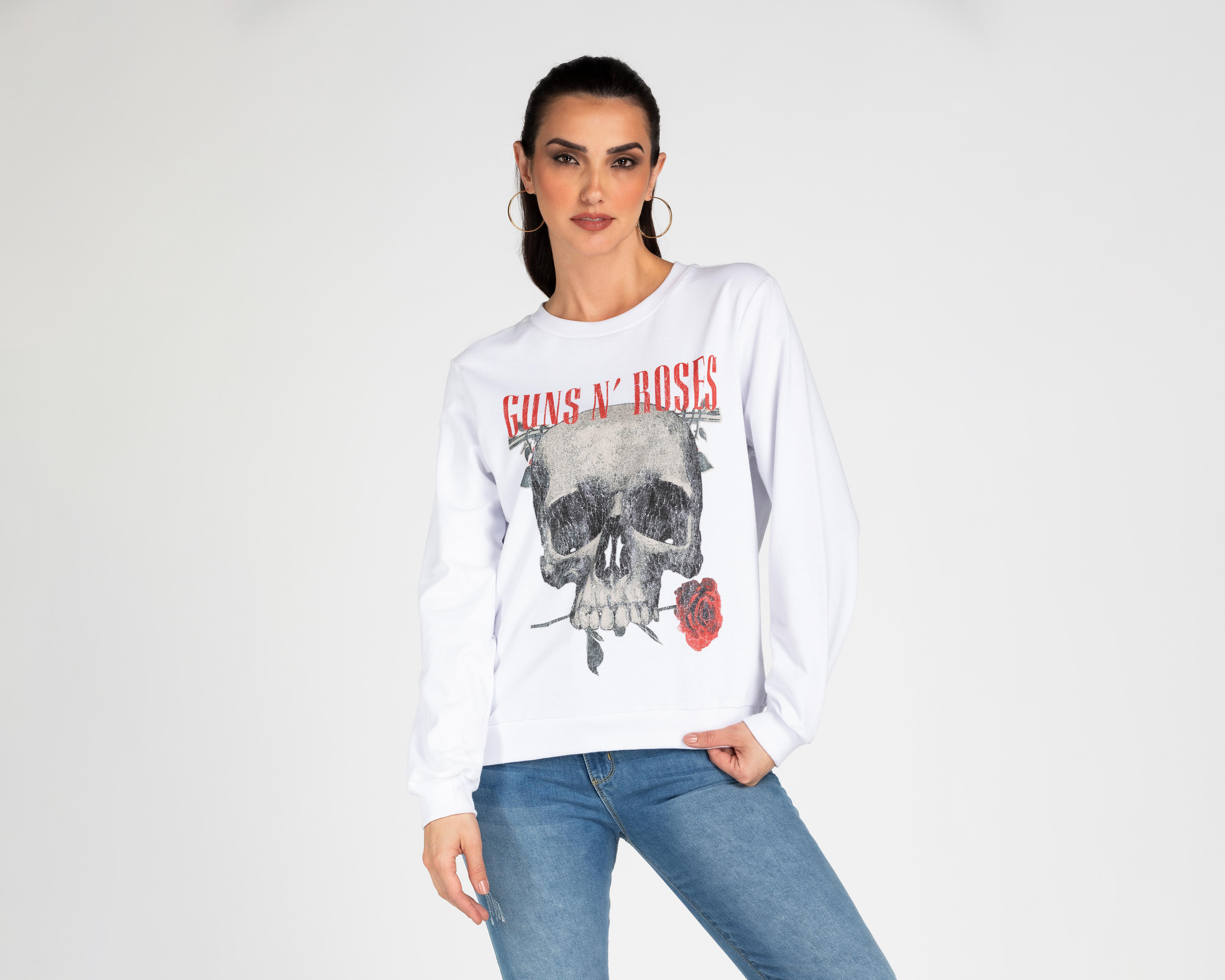 Sudadera Guns N' Roses Blanca con Cuello Redondo $349