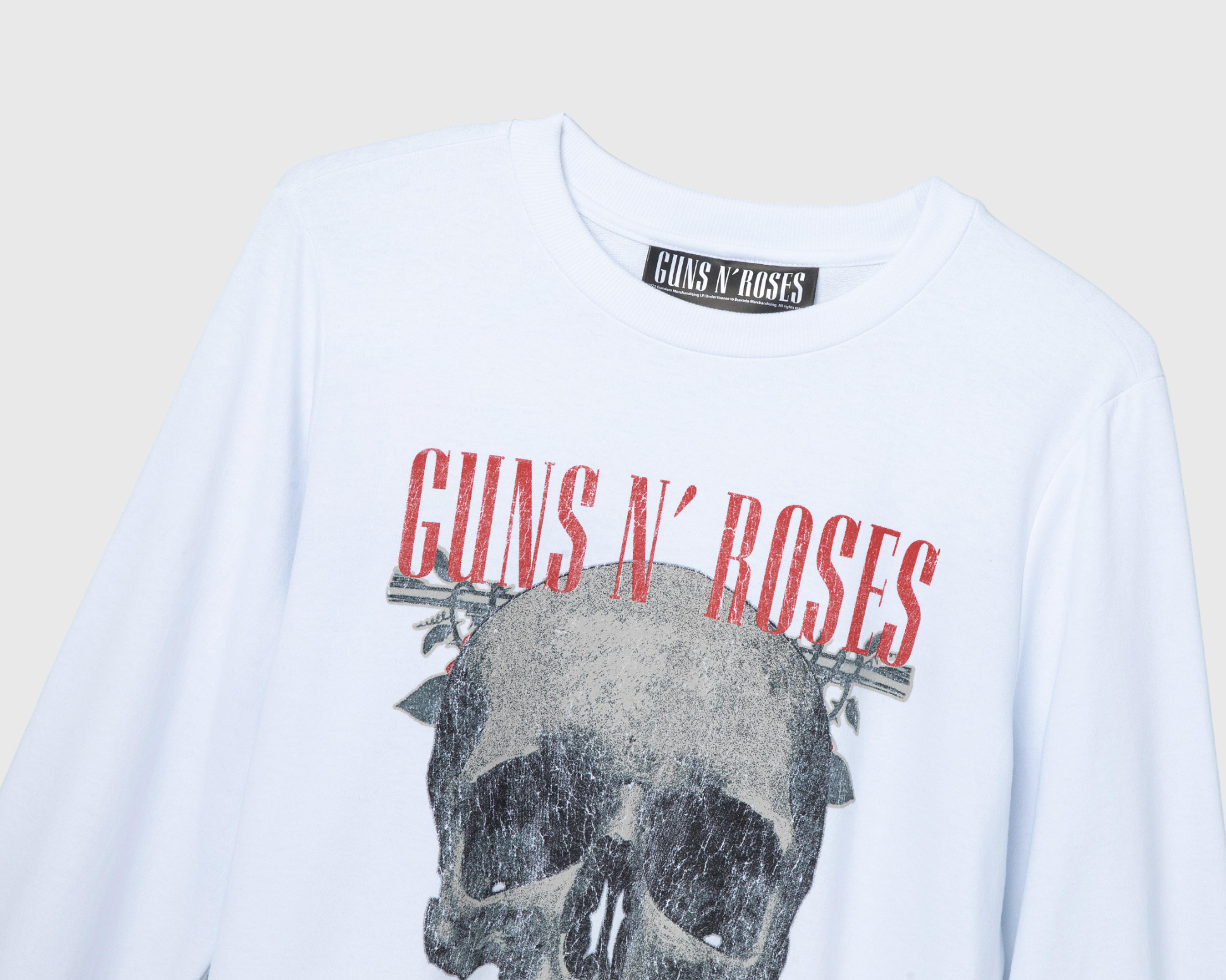 Foto 4 pulgar | Sudadera Guns N' Roses Blanca con Cuello Redondo