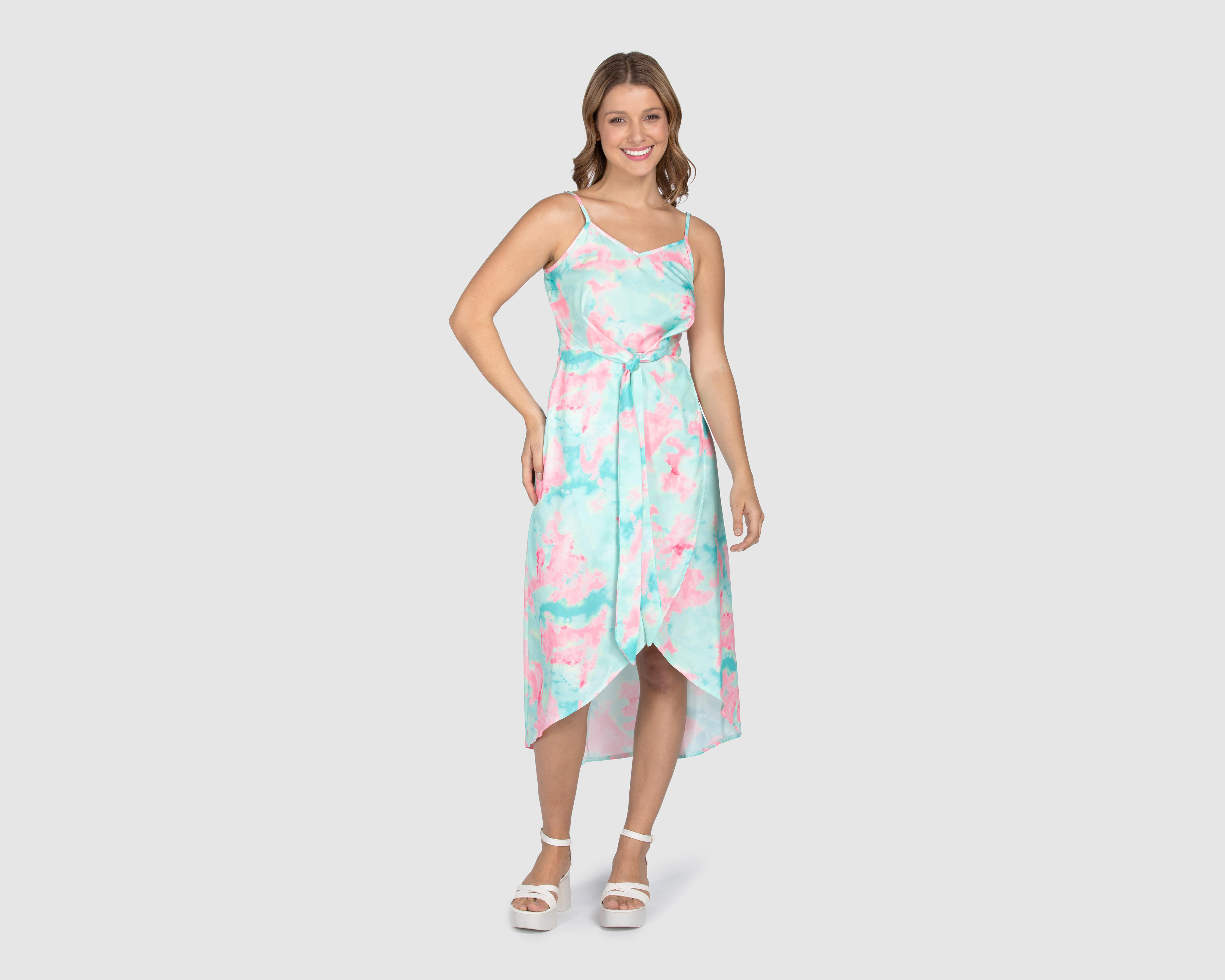 Vestido Sahara Casual de Tirantes Estampado Tie-Dye