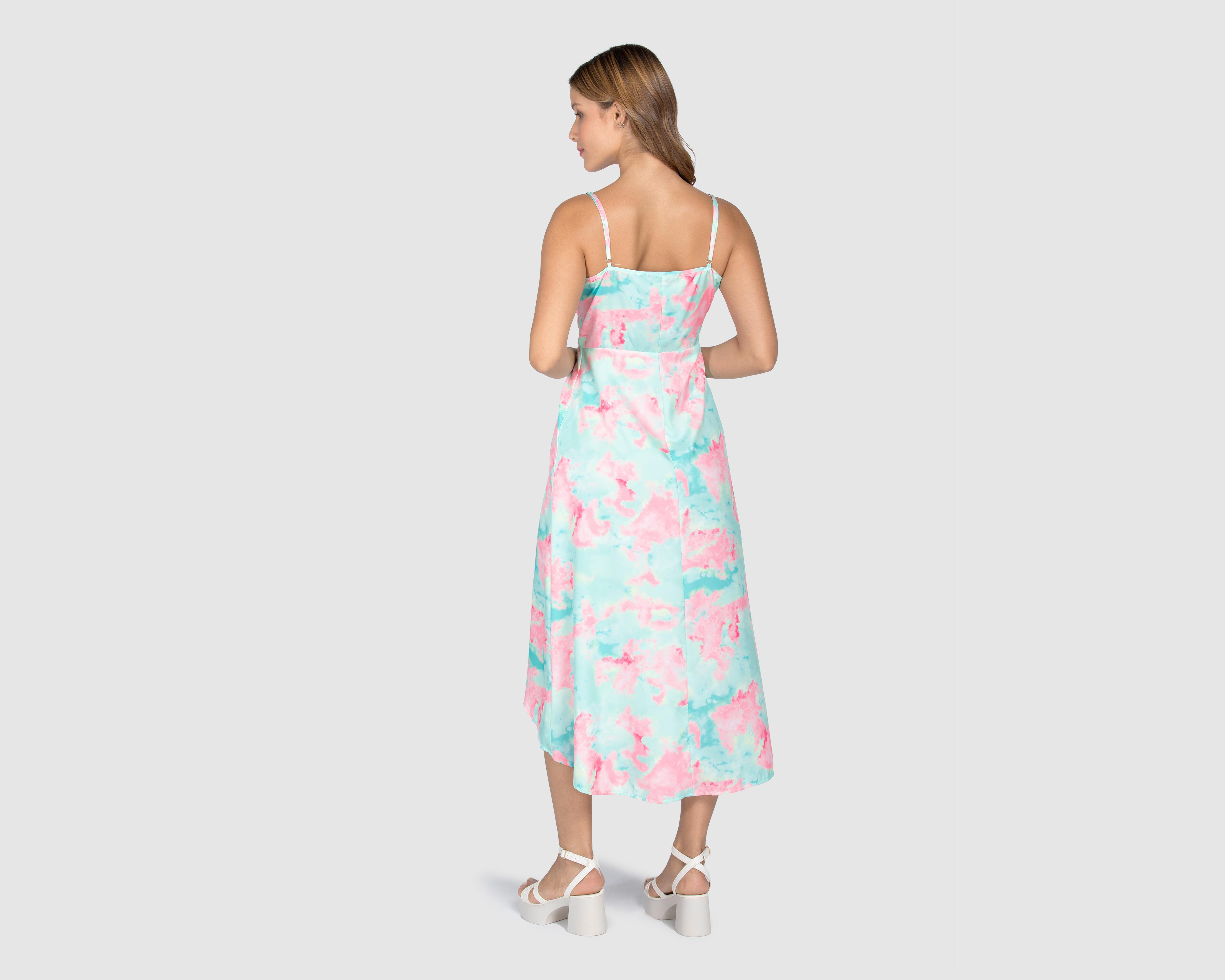 Foto 4 pulgar | Vestido Sahara Casual de Tirantes Estampado Tie-Dye