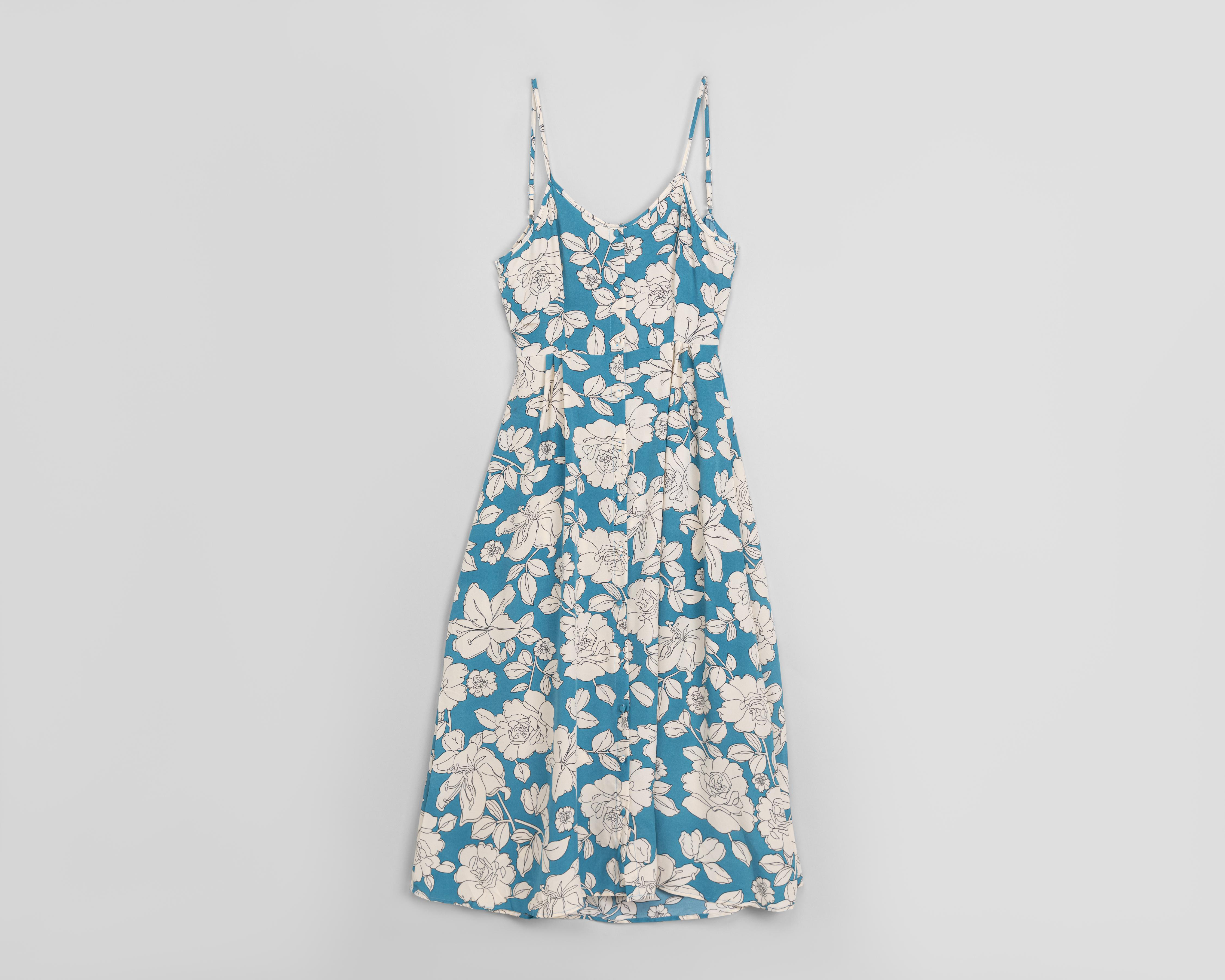 Vestido Refill Casual Azul con Tirantes Estampado Floral