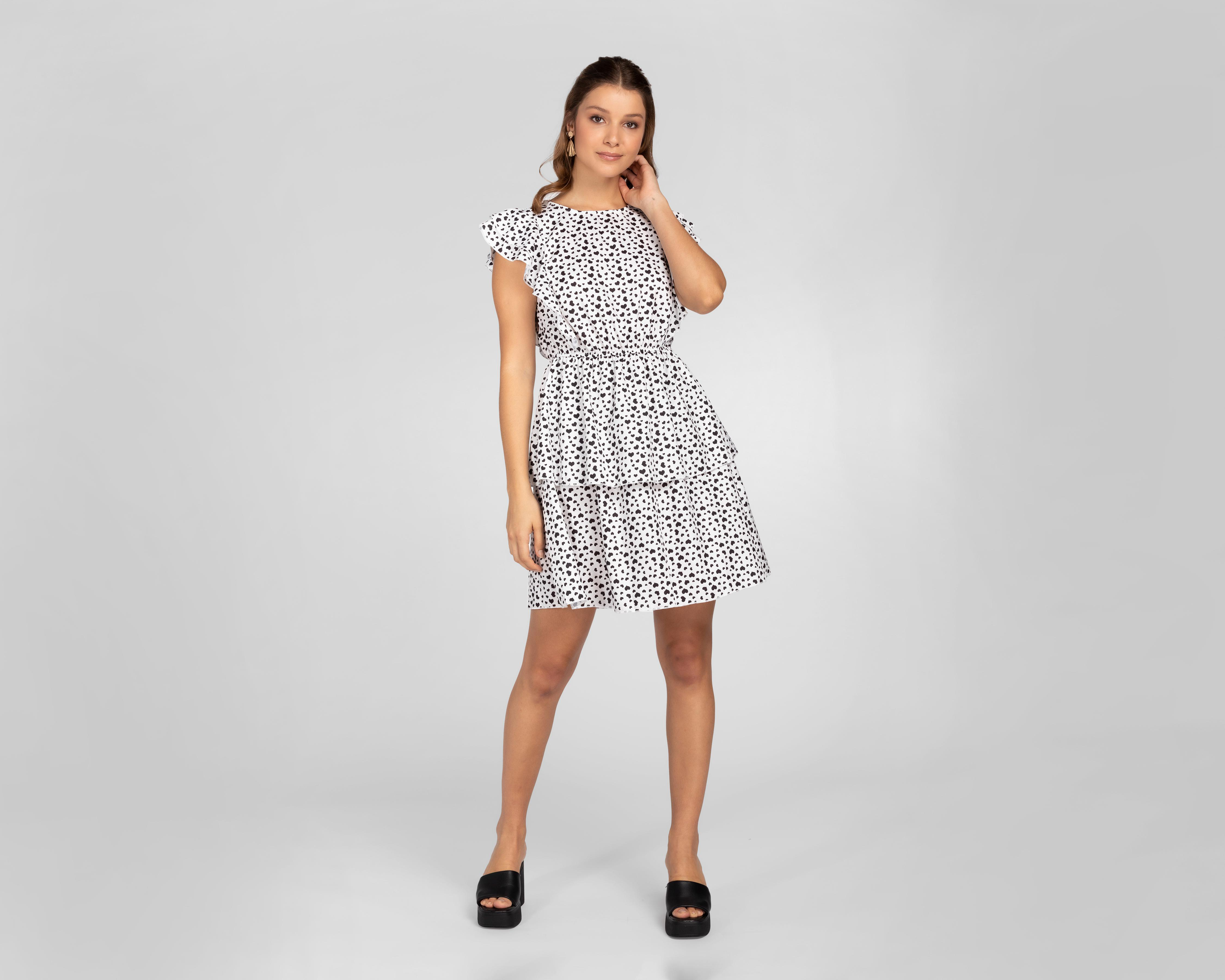 Foto 2 pulgar | Vestido Sahara Casual Blanco con Estampado Olanes
