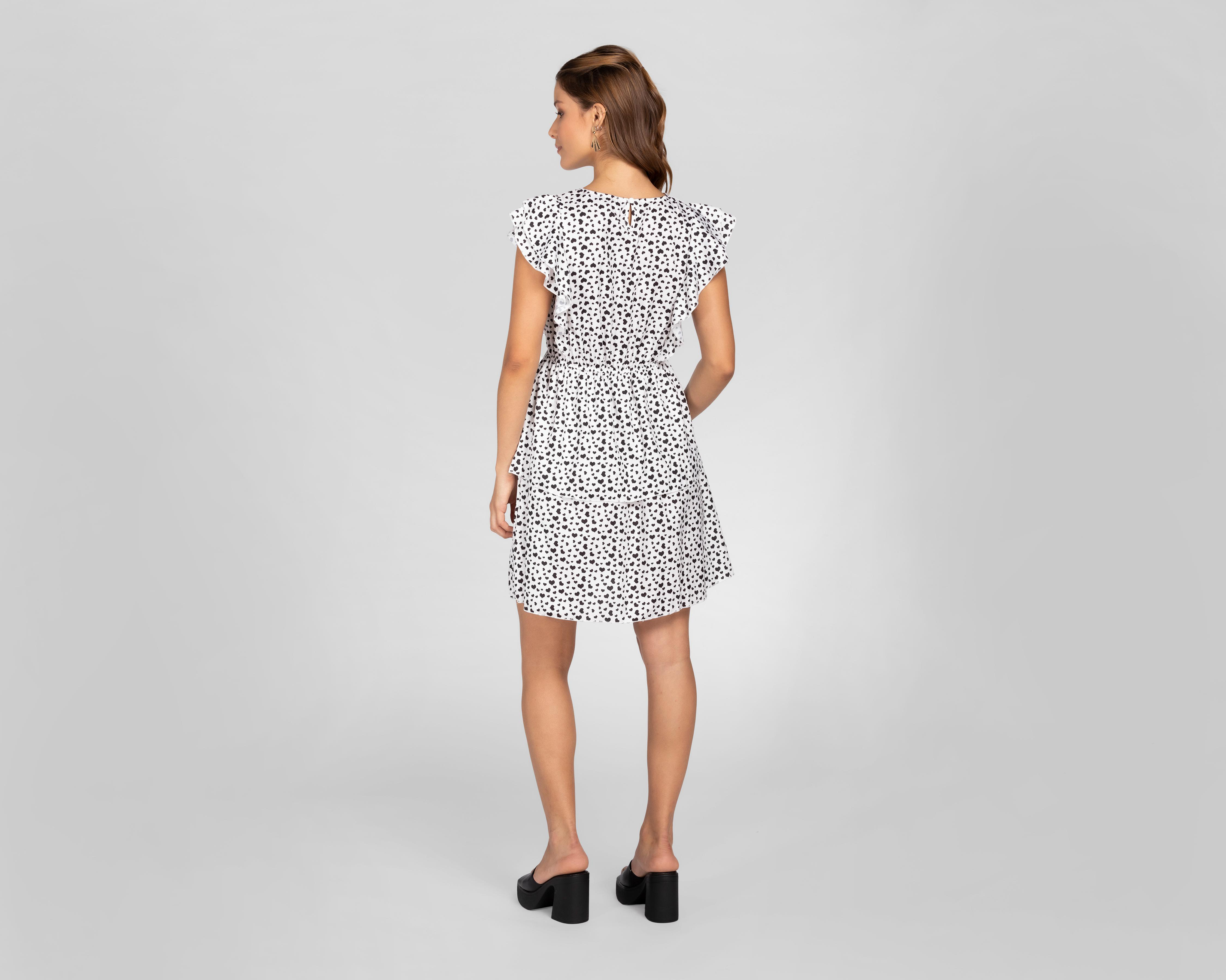 Foto 3 | Vestido Sahara Casual Blanco con Estampado Olanes