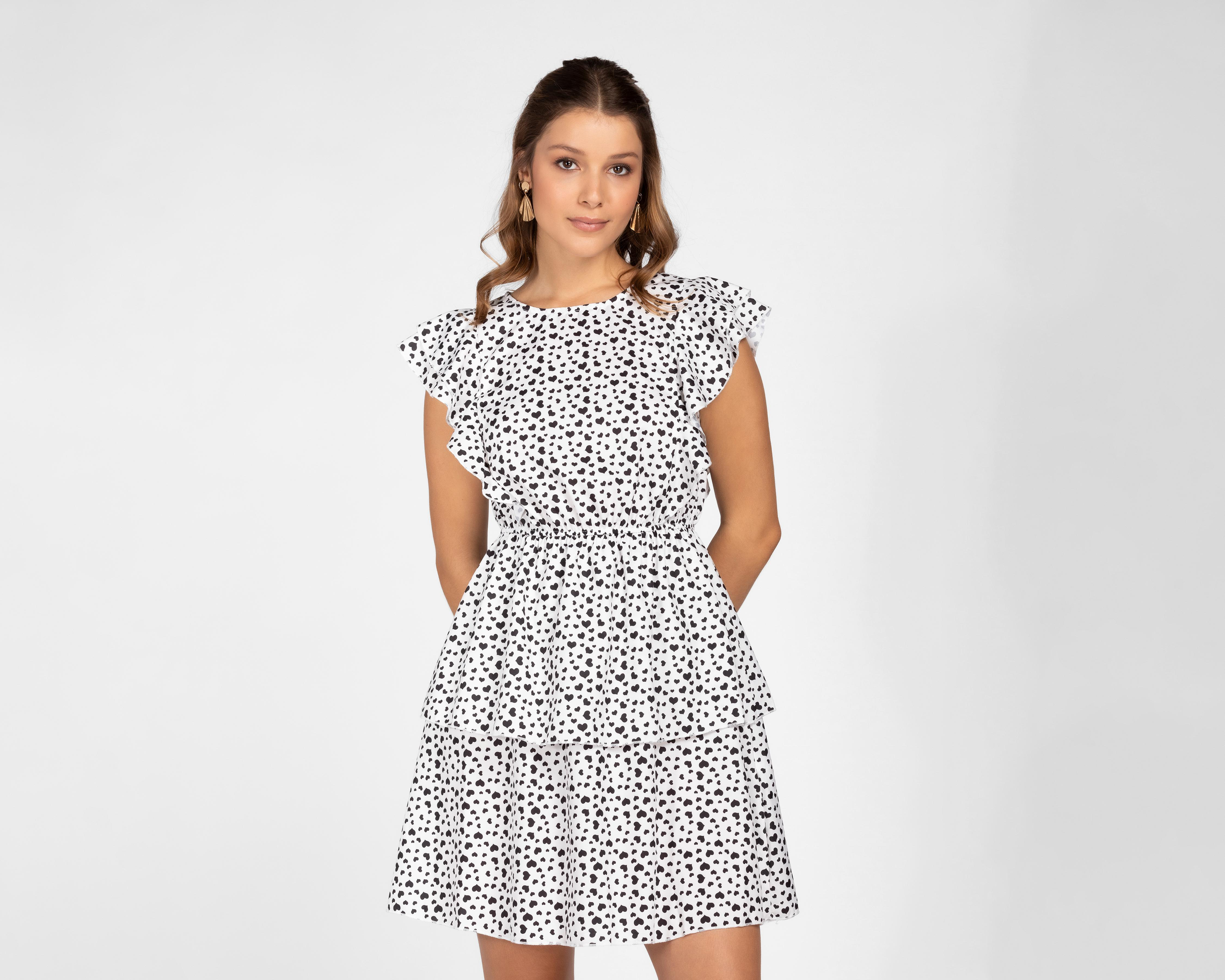 Foto 5 pulgar | Vestido Sahara Casual Blanco con Estampado Olanes