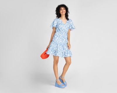 Foto 2 | Vestido Refill Casual Azul con Miniprint de Margaritas