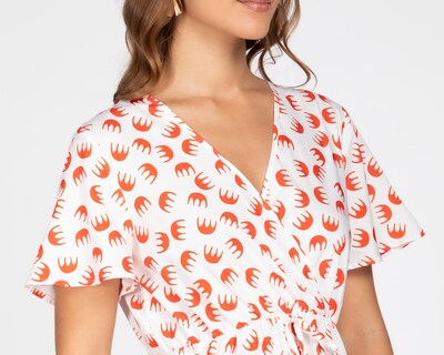 Foto 5 | Vestido Sahara Casual Escote Cruzado Blanco con Miniprint