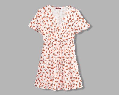 Foto 6 | Vestido Sahara Casual Escote Cruzado Blanco con Miniprint