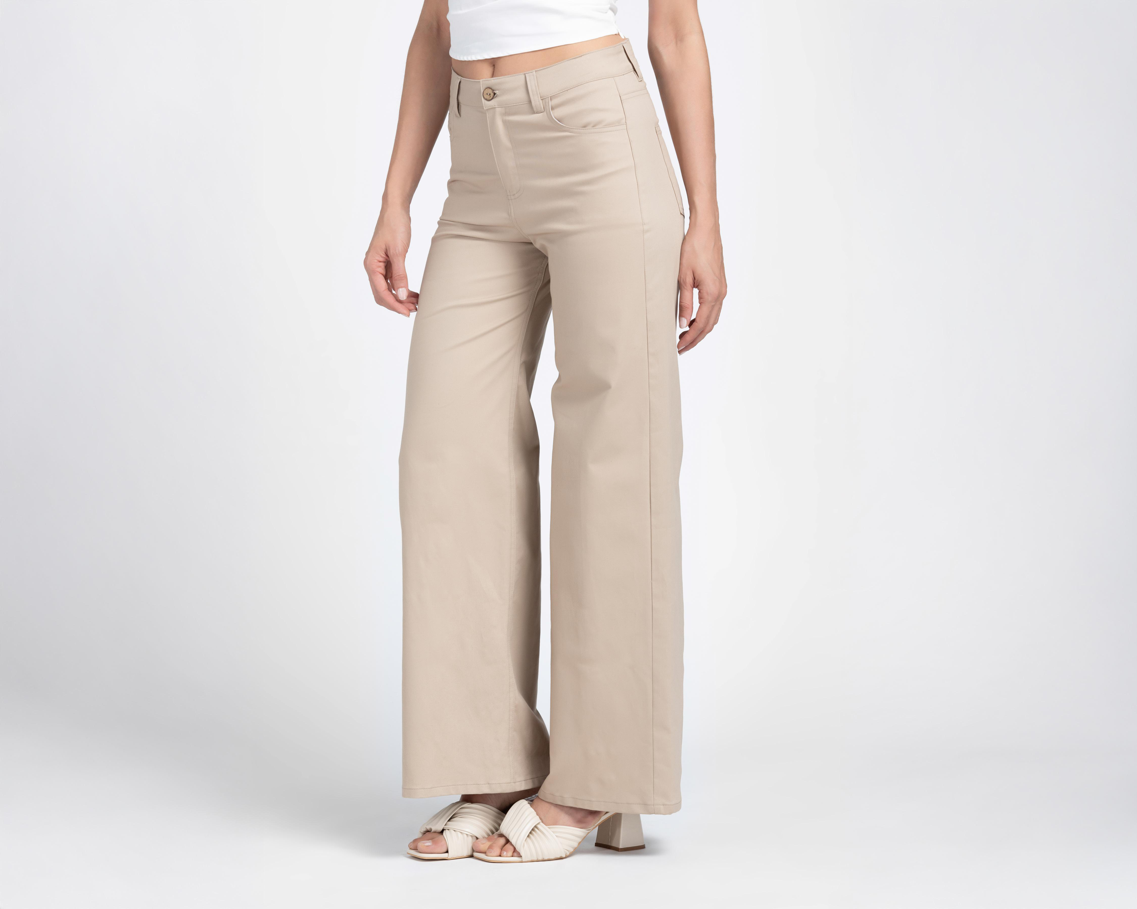 Foto 2 pulgar | Pantalón Acampanado Sahara Beige para Mujer