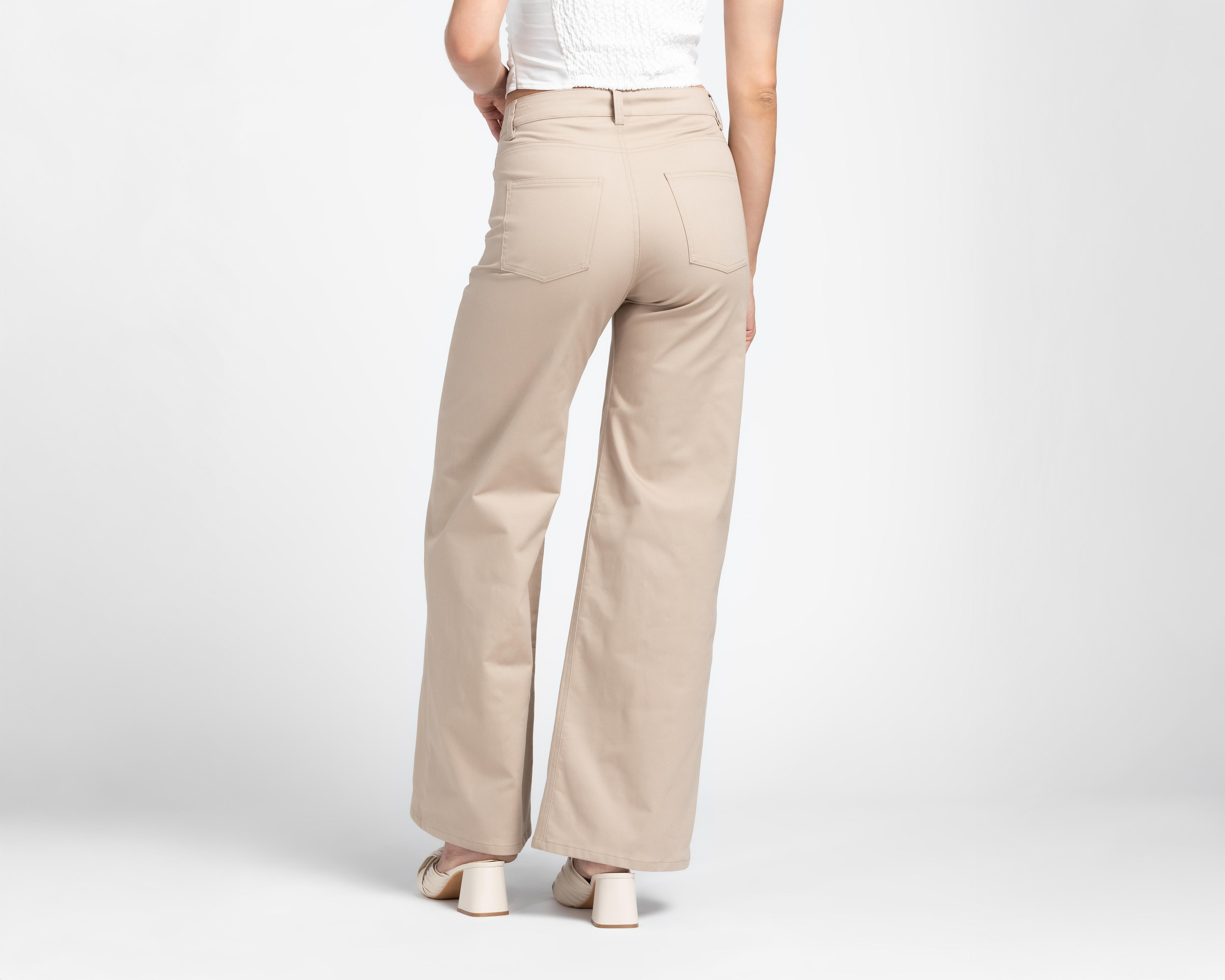 Foto 4 pulgar | Pantalón Acampanado Sahara Beige para Mujer
