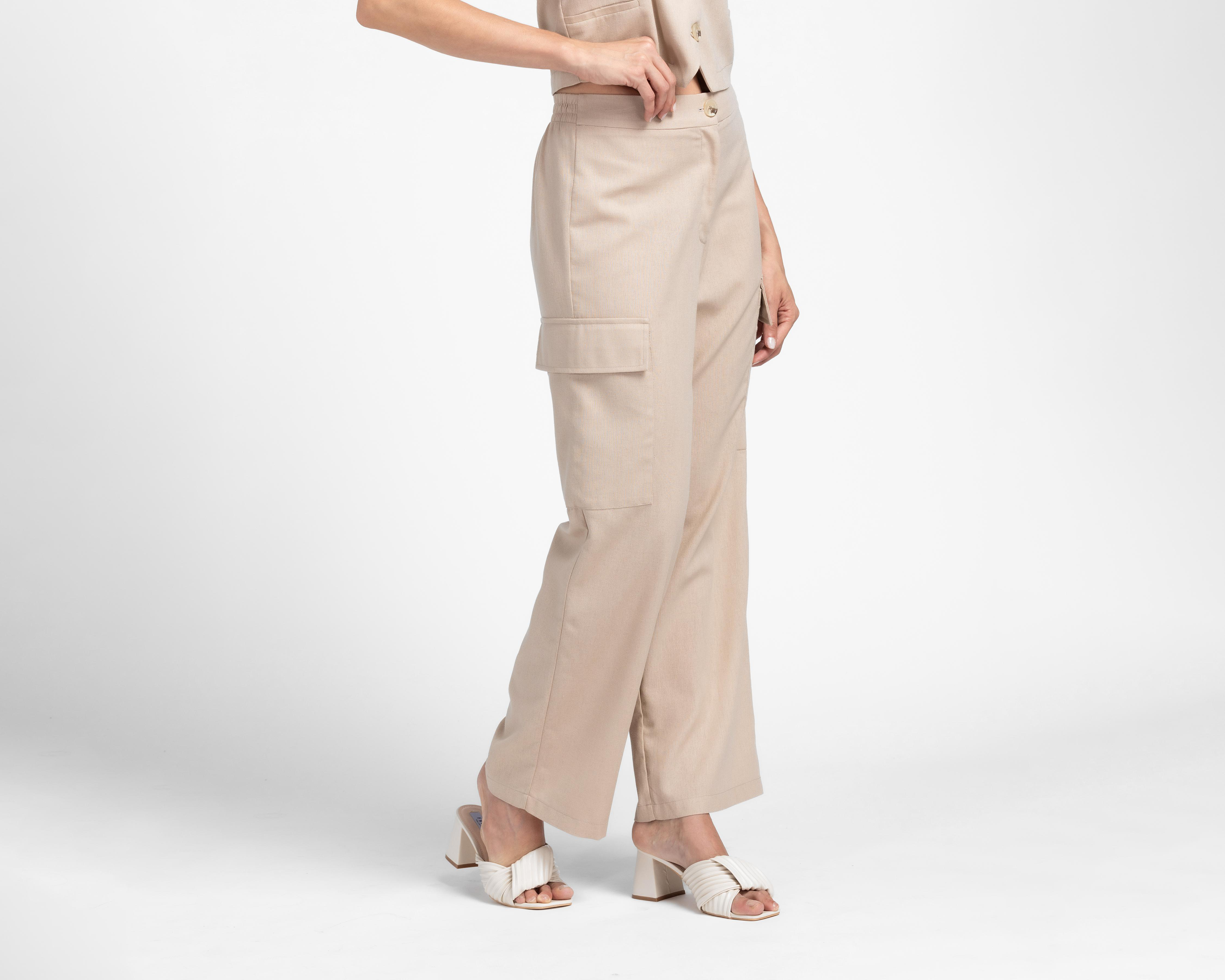 Foto 1 | Pantalón Cargo Sahara Beige para Mujer