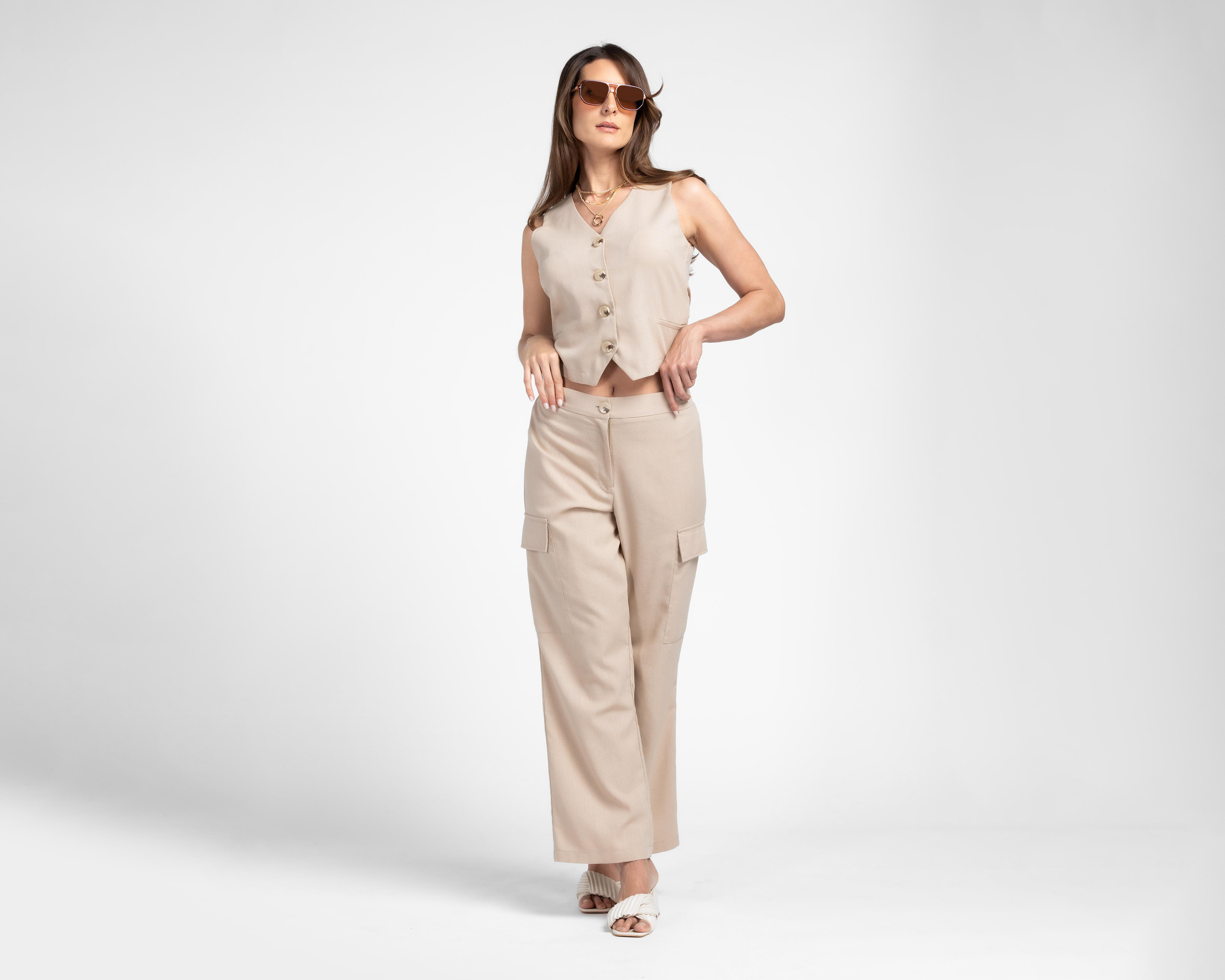 Foto 3 pulgar | Pantalón Cargo Sahara Beige para Mujer