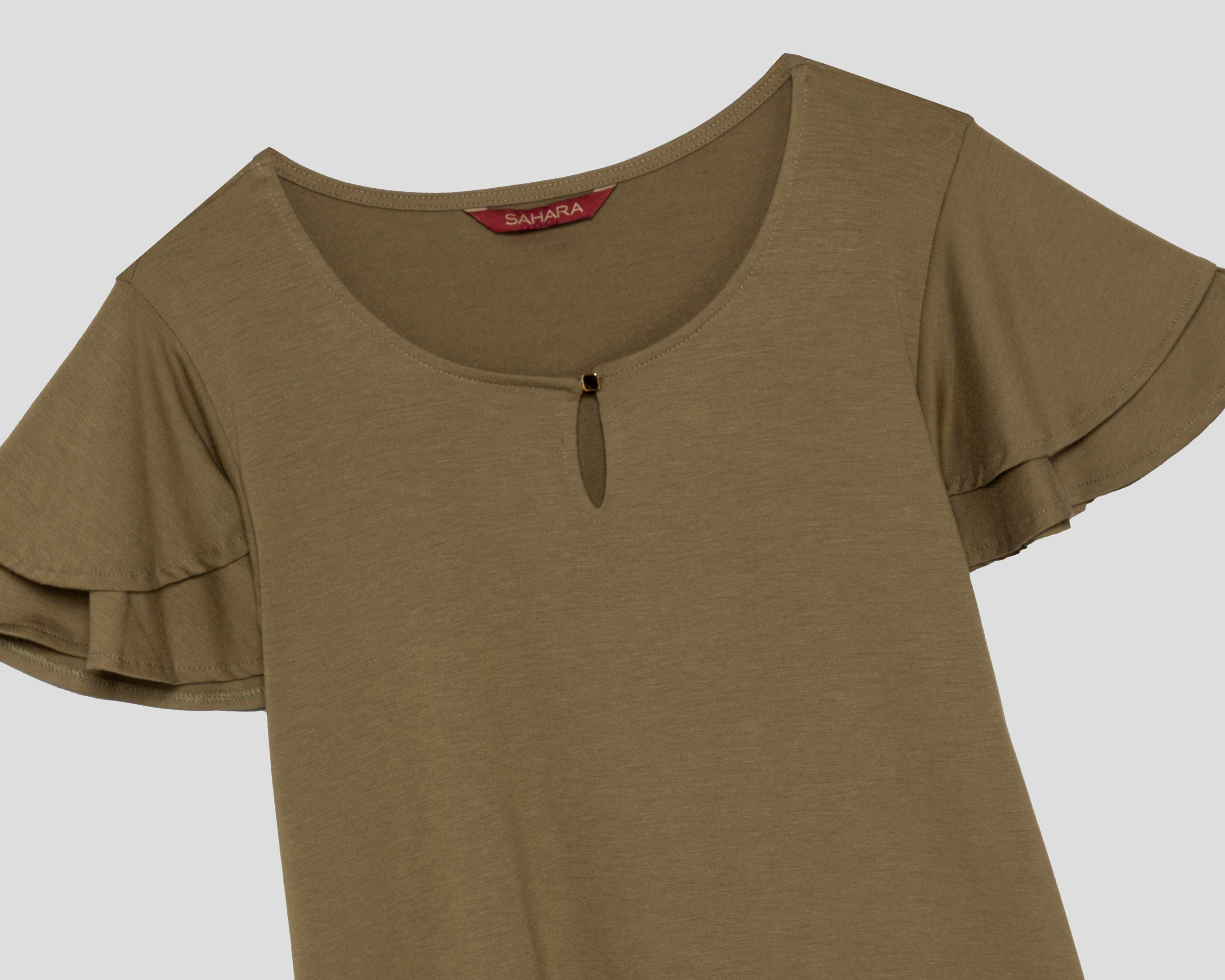 Foto 4 pulgar | Playera Verde Sahara para Mujer