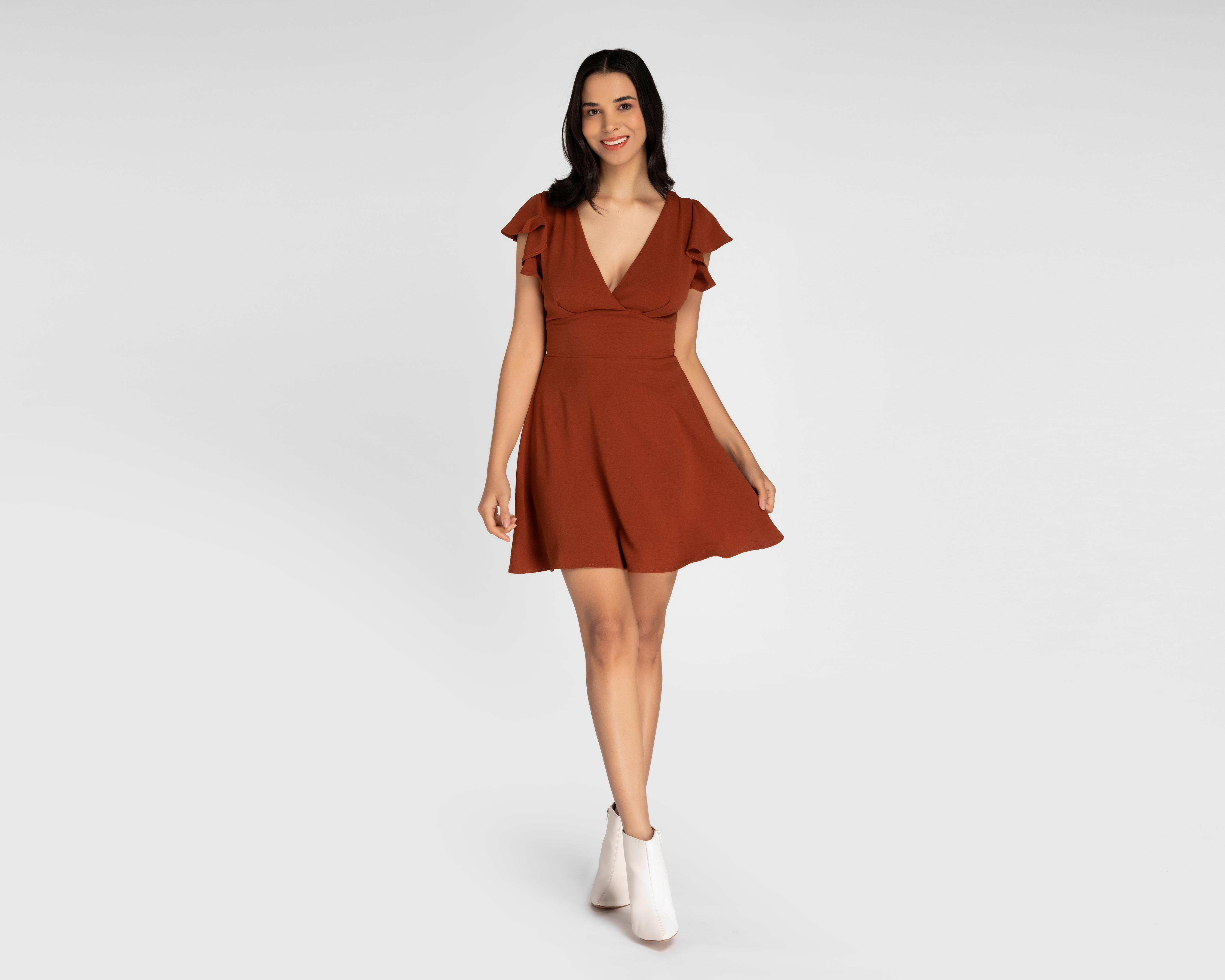 Vestido Sahara Casual Corto con Olanes