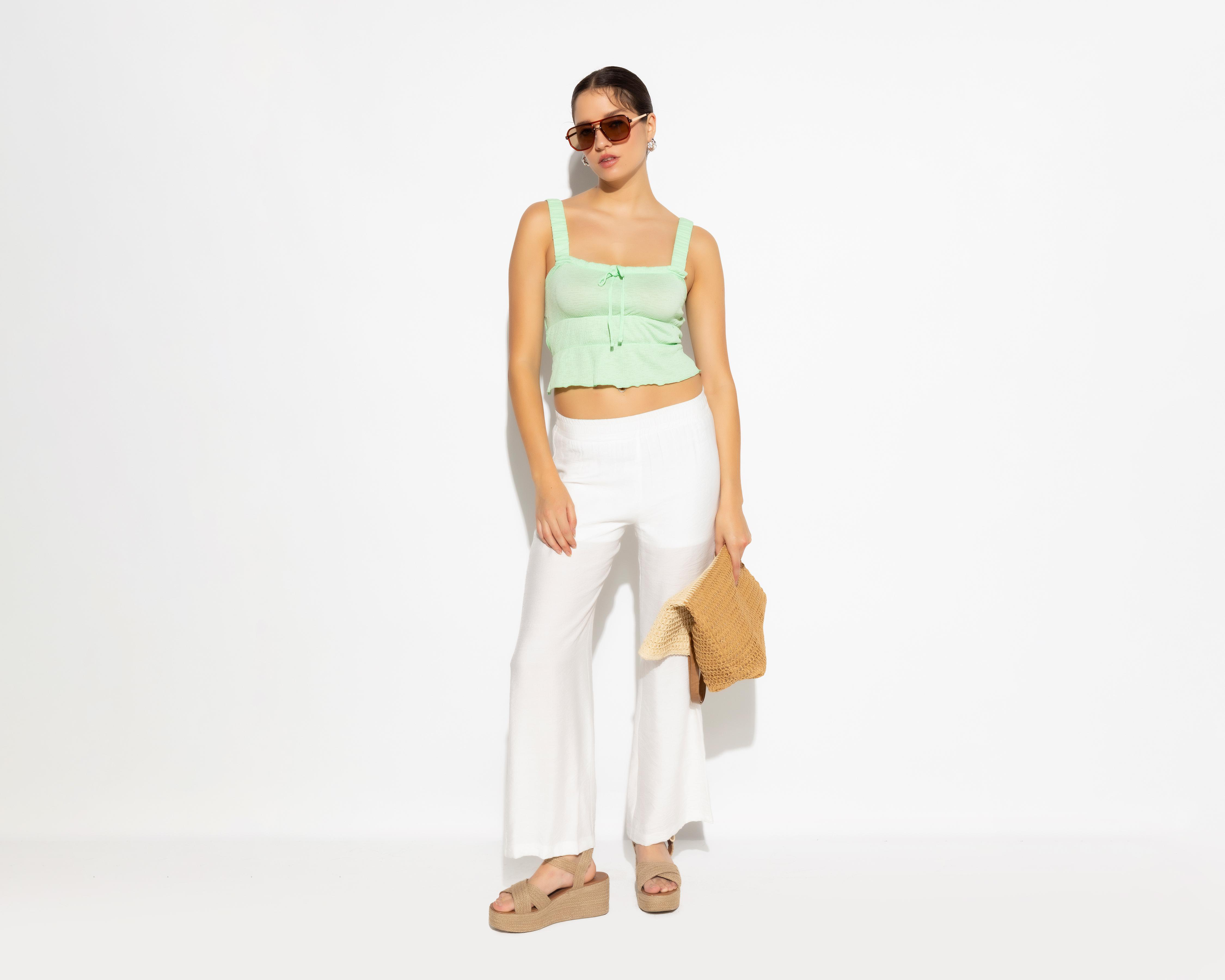 Foto 1 | Pantalón Ancho Strona Blanco para Mujer
