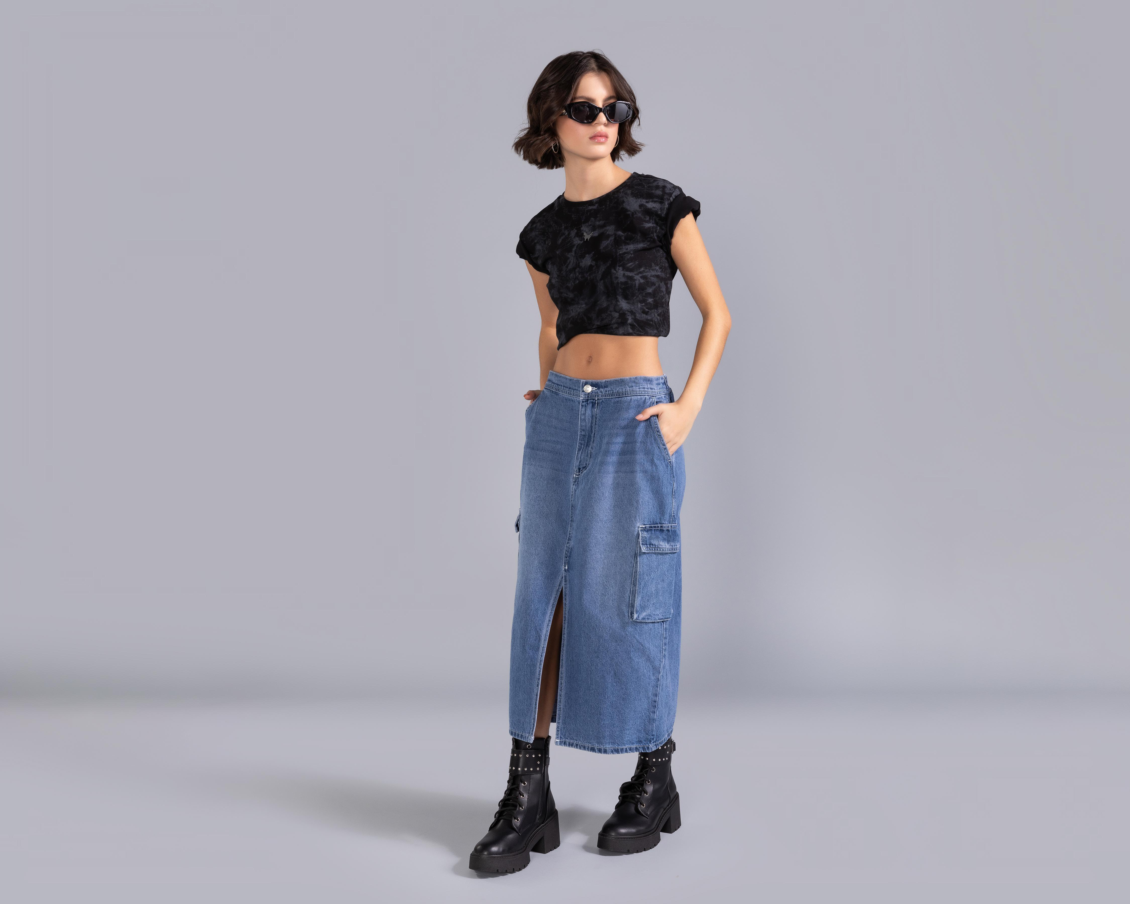 Falda de Mezclilla Strona Tipo Cargo para Mujer $319