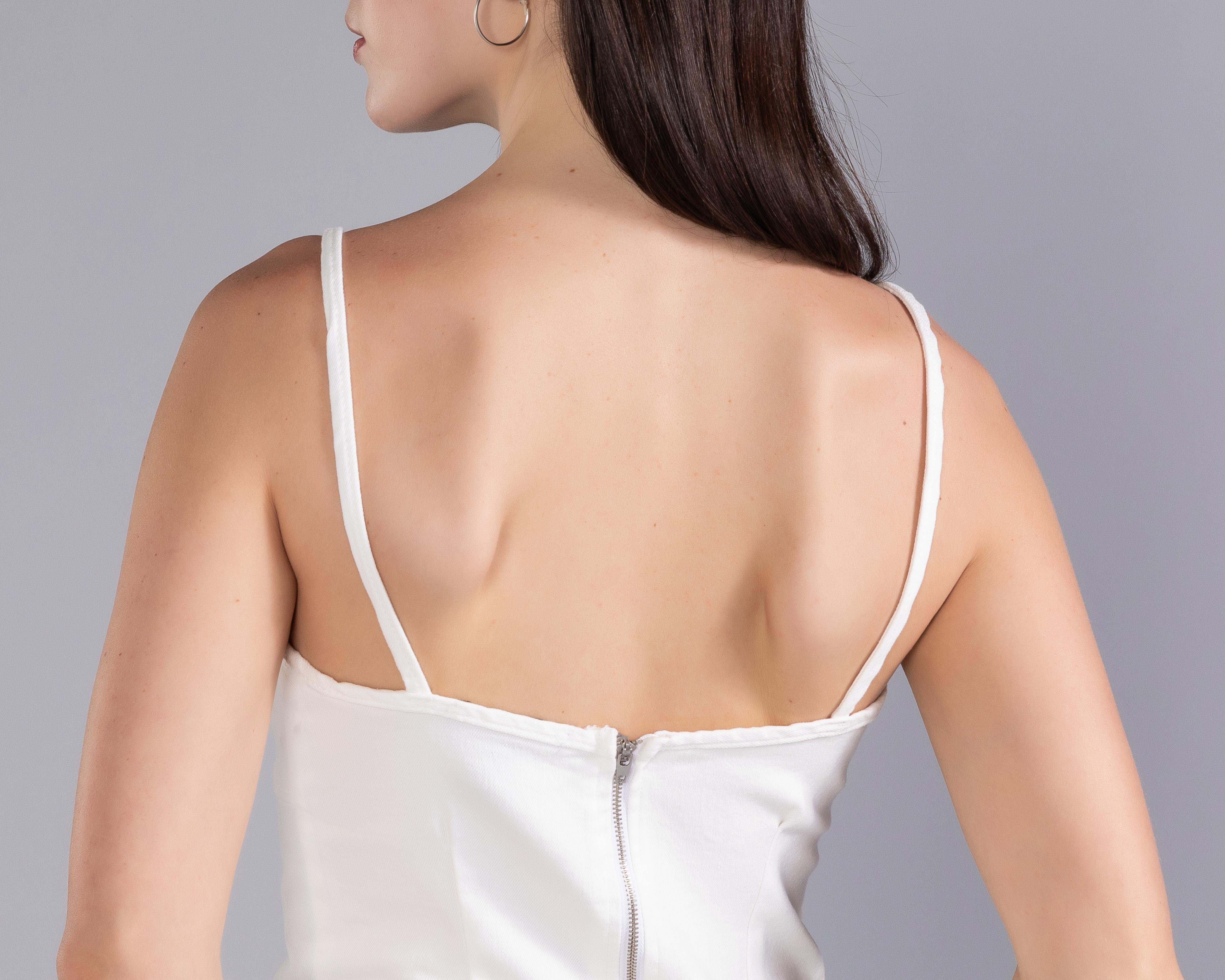 Foto 6 pulgar | Vestido Casual Strona con Tirantes Blanco Corto para Mujer