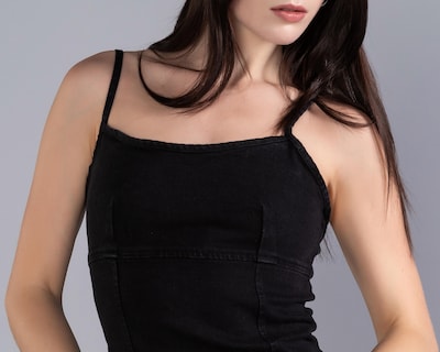 Foto 4 | Vestido Casual Strona con Tirantes Negro Corto para Mujer