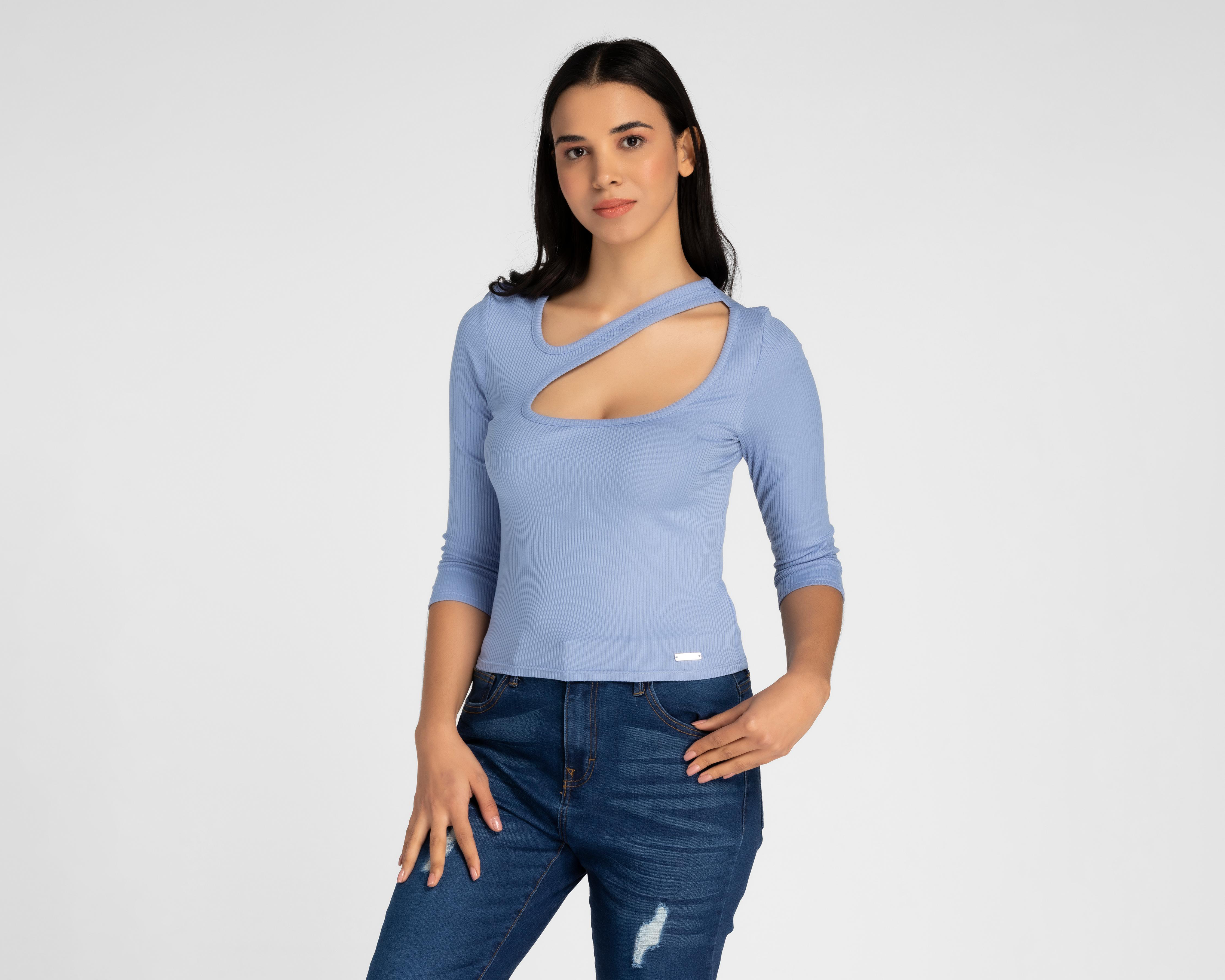 Blusa Bebé Manga 3/4 Cuello Asimétrico