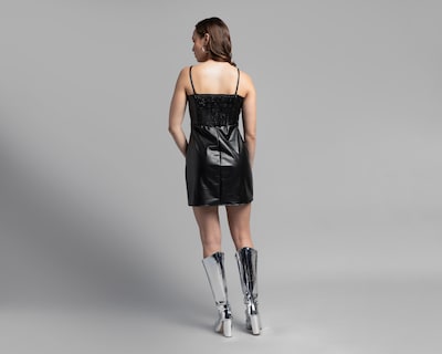 Foto 3 | Vestido Thinner Casual Negro con Tirantes Vinipiel